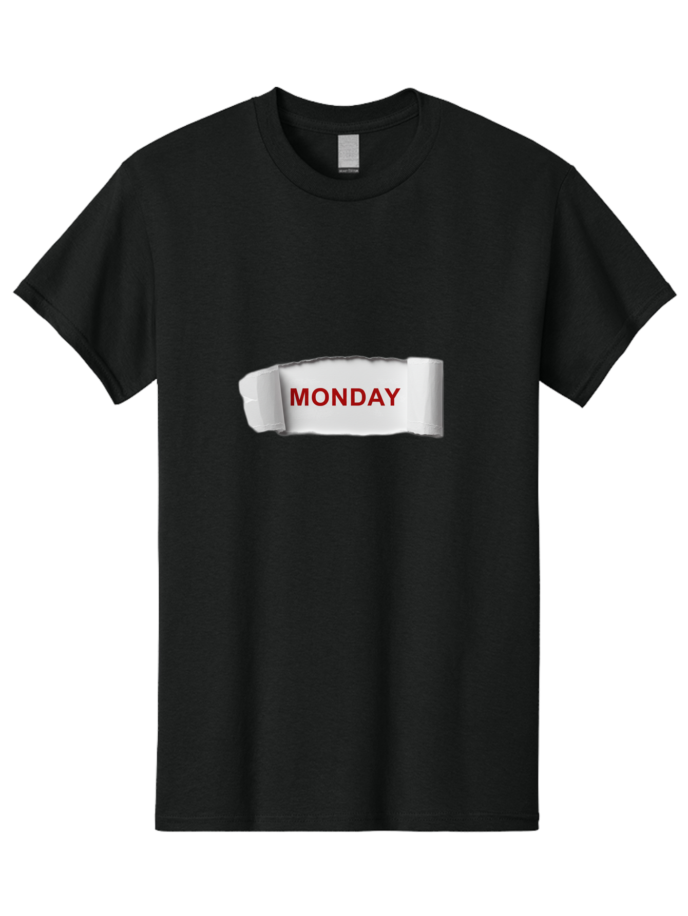 Monday-4 Men'S Graphic Tee, 100% Cotton, Comfortable Casual Summer Wear, Machine Washable, Monday Motivation, Ripped Paper Effect, Red Text, Bold Font, Creative Design, Office Supplies, Workplace Inspiration, Calendar Day, Weekly Reminder Bae511