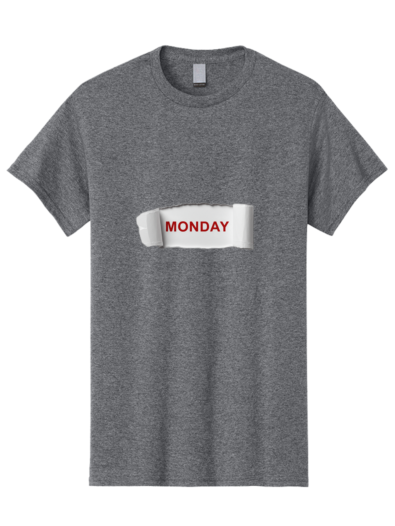 Monday-4 Men'S Graphic Tee, 100% Cotton, Comfortable Casual Summer Wear, Machine Washable, Monday Motivation, Ripped Paper Effect, Red Text, Bold Font, Creative Design, Office Supplies, Workplace Inspiration, Calendar Day, Weekly Reminder Bae511