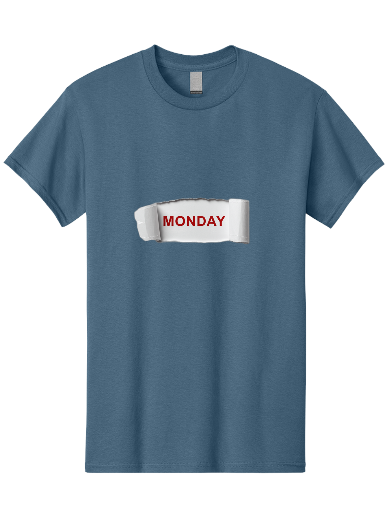 Monday-4 Men'S Graphic Tee, 100% Cotton, Comfortable Casual Summer Wear, Machine Washable, Monday Motivation, Ripped Paper Effect, Red Text, Bold Font, Creative Design, Office Supplies, Workplace Inspiration, Calendar Day, Weekly Reminder Bae511