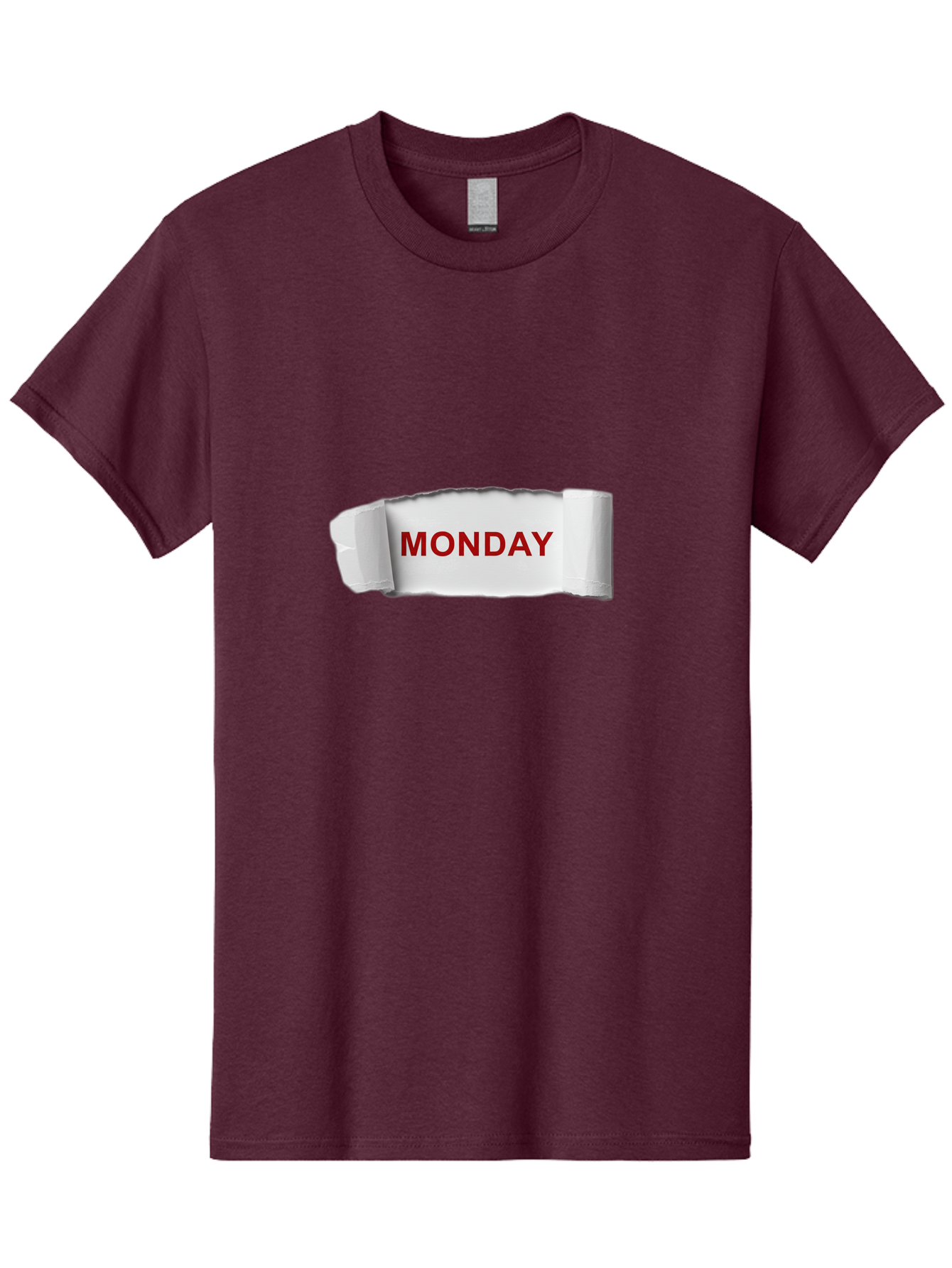 Monday-4 Men'S Graphic Tee, 100% Cotton, Comfortable Casual Summer Wear, Machine Washable, Monday Motivation, Ripped Paper Effect, Red Text, Bold Font, Creative Design, Office Supplies, Workplace Inspiration, Calendar Day, Weekly Reminder Bae511
