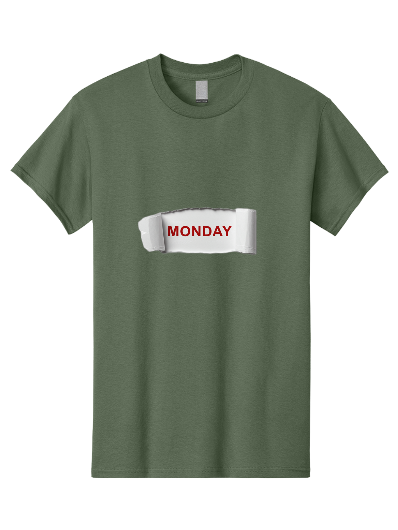 Monday-4 Men'S Graphic Tee, 100% Cotton, Comfortable Casual Summer Wear, Machine Washable, Monday Motivation, Ripped Paper Effect, Red Text, Bold Font, Creative Design, Office Supplies, Workplace Inspiration, Calendar Day, Weekly Reminder Bae511