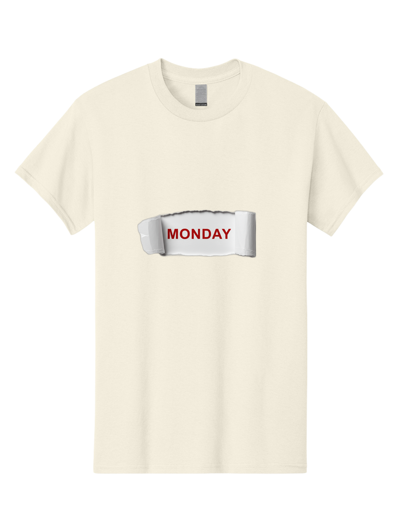 Monday-4 Men'S Graphic Tee, 100% Cotton, Comfortable Casual Summer Wear, Machine Washable, Monday Motivation, Ripped Paper Effect, Red Text, Bold Font, Creative Design, Office Supplies, Workplace Inspiration, Calendar Day, Weekly Reminder Bae511