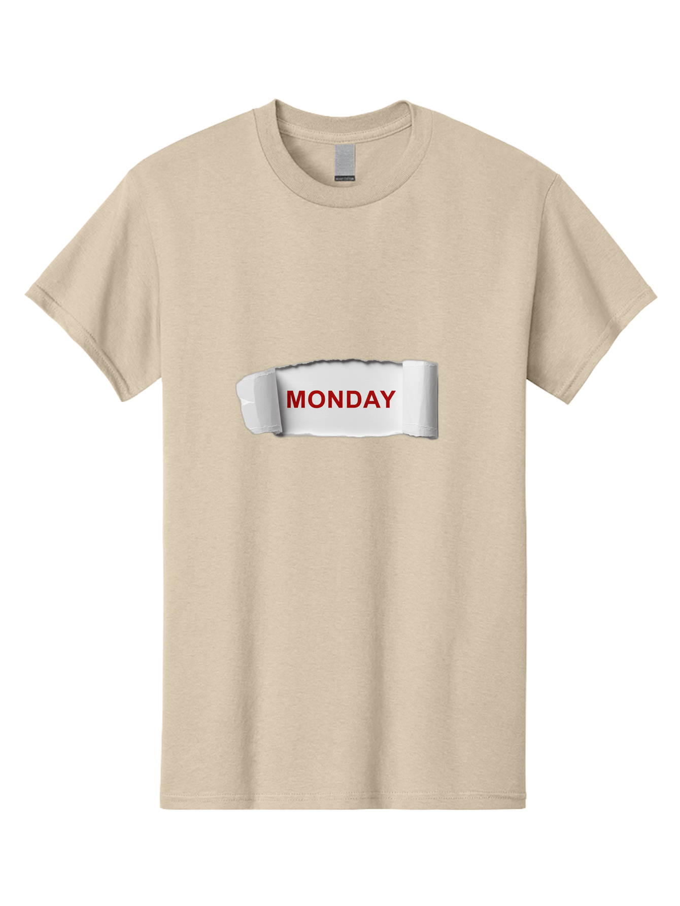 Monday-4 Men'S Graphic Tee, 100% Cotton, Comfortable Casual Summer Wear, Machine Washable, Monday Motivation, Ripped Paper Effect, Red Text, Bold Font, Creative Design, Office Supplies, Workplace Inspiration, Calendar Day, Weekly Reminder Bae511