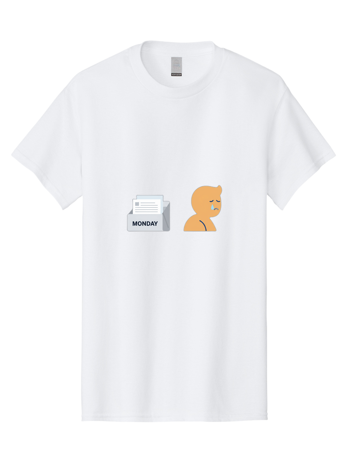 Monday-Blues Men'S Graphic Tee, 100% Cotton, Comfortable Casual Summer Wear, Machine Washable, Sad Person, Crying Face, Monday Blues, Office Work, Paperwork, Stress, Depression, Sadness, Emotional Struggle, Monday Motivation Bae513