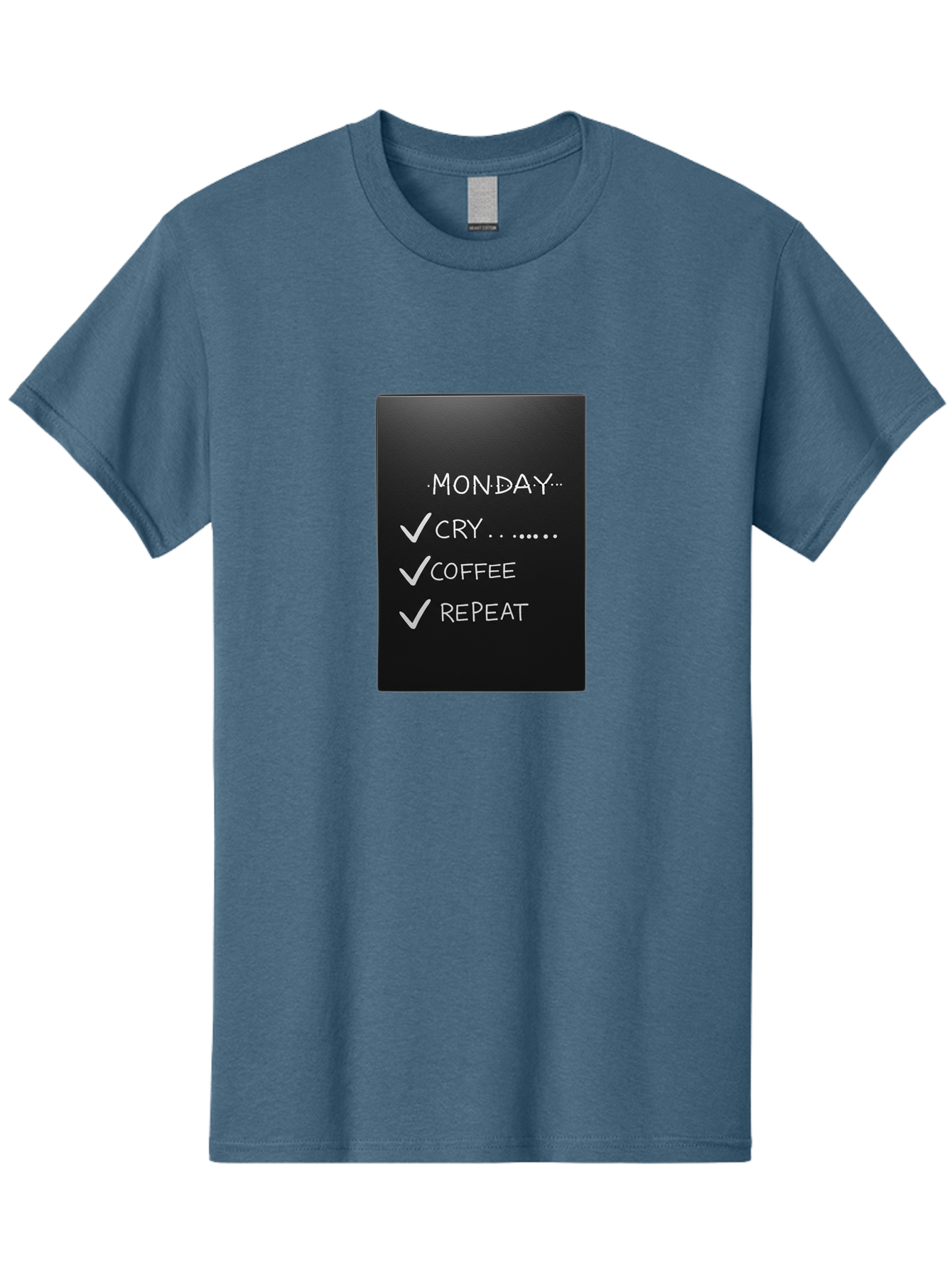 Monday-Cry-Coffee-Repeat-2 Men'S Graphic Tee, 100% Cotton, Comfortable Casual Summer Wear, Machine Washable, Humorous Quote, Monday Motivation, Funny Memes, Coffee Lover, Monday Blues, Motivational Quotes, Relatable Humor Bae515
