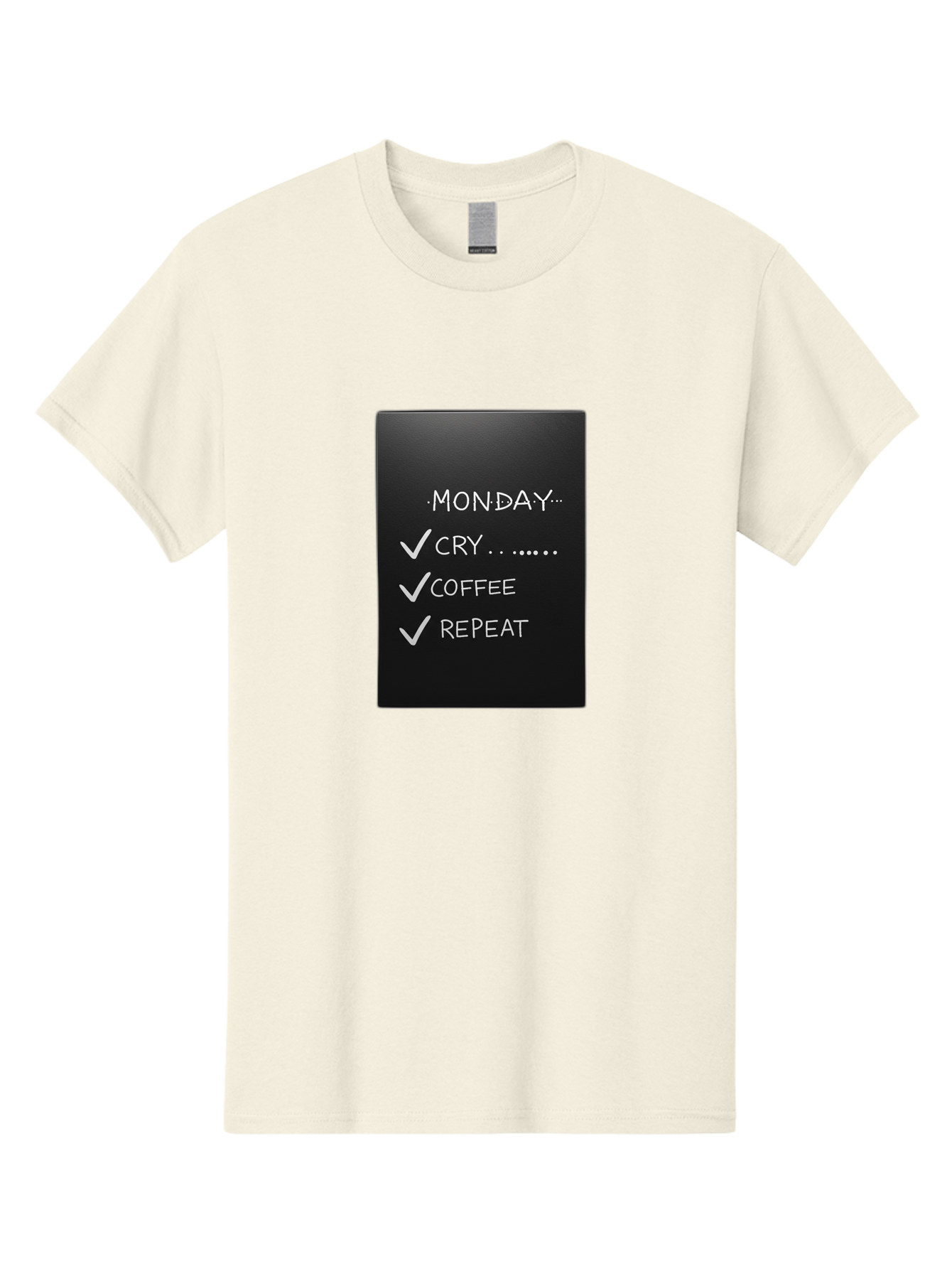 Monday-Cry-Coffee-Repeat-2 Men'S Graphic Tee, 100% Cotton, Comfortable Casual Summer Wear, Machine Washable, Humorous Quote, Monday Motivation, Funny Memes, Coffee Lover, Monday Blues, Motivational Quotes, Relatable Humor Bae515