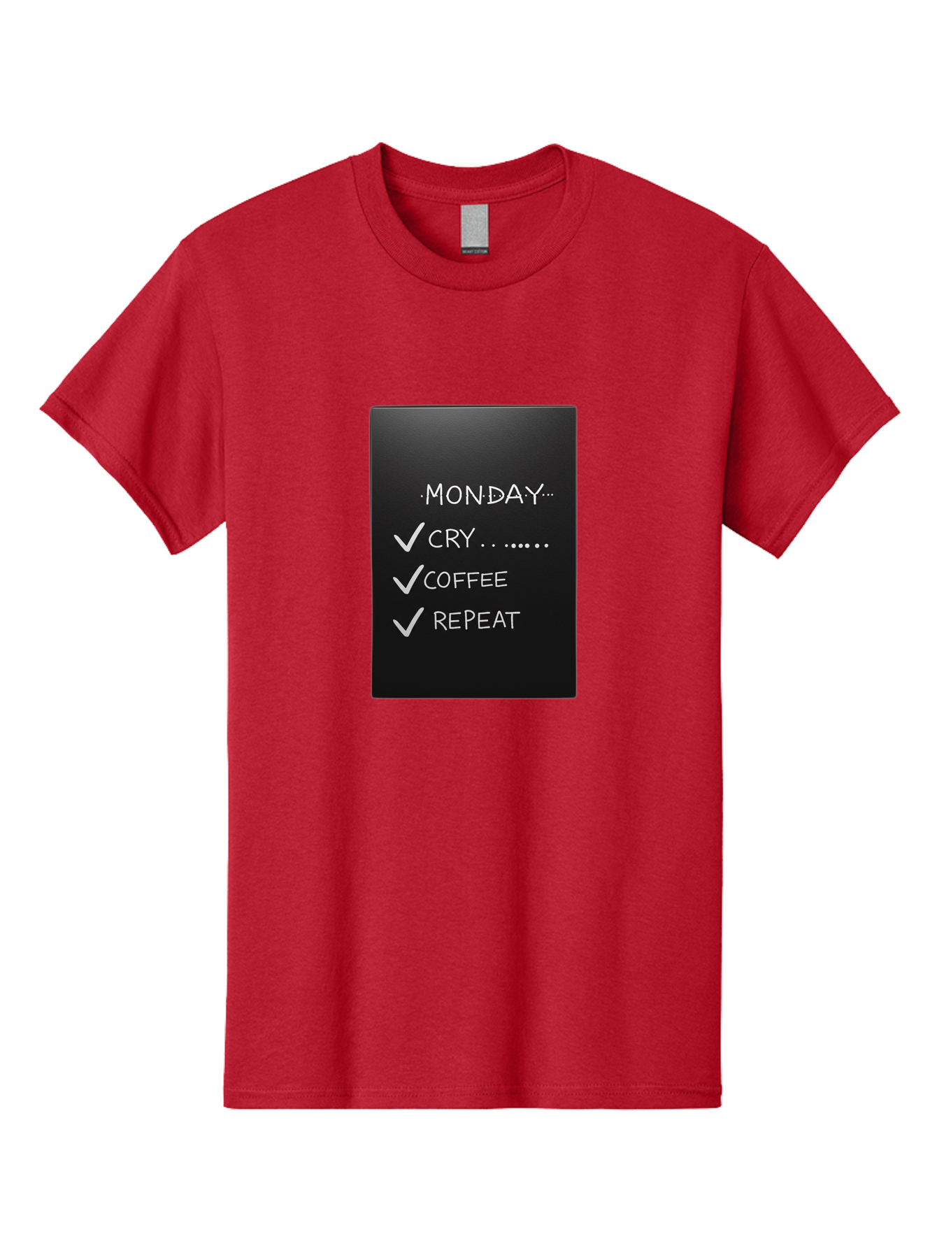 Monday-Cry-Coffee-Repeat-2 Men'S Graphic Tee, 100% Cotton, Comfortable Casual Summer Wear, Machine Washable, Humorous Quote, Monday Motivation, Funny Memes, Coffee Lover, Monday Blues, Motivational Quotes, Relatable Humor Bae515