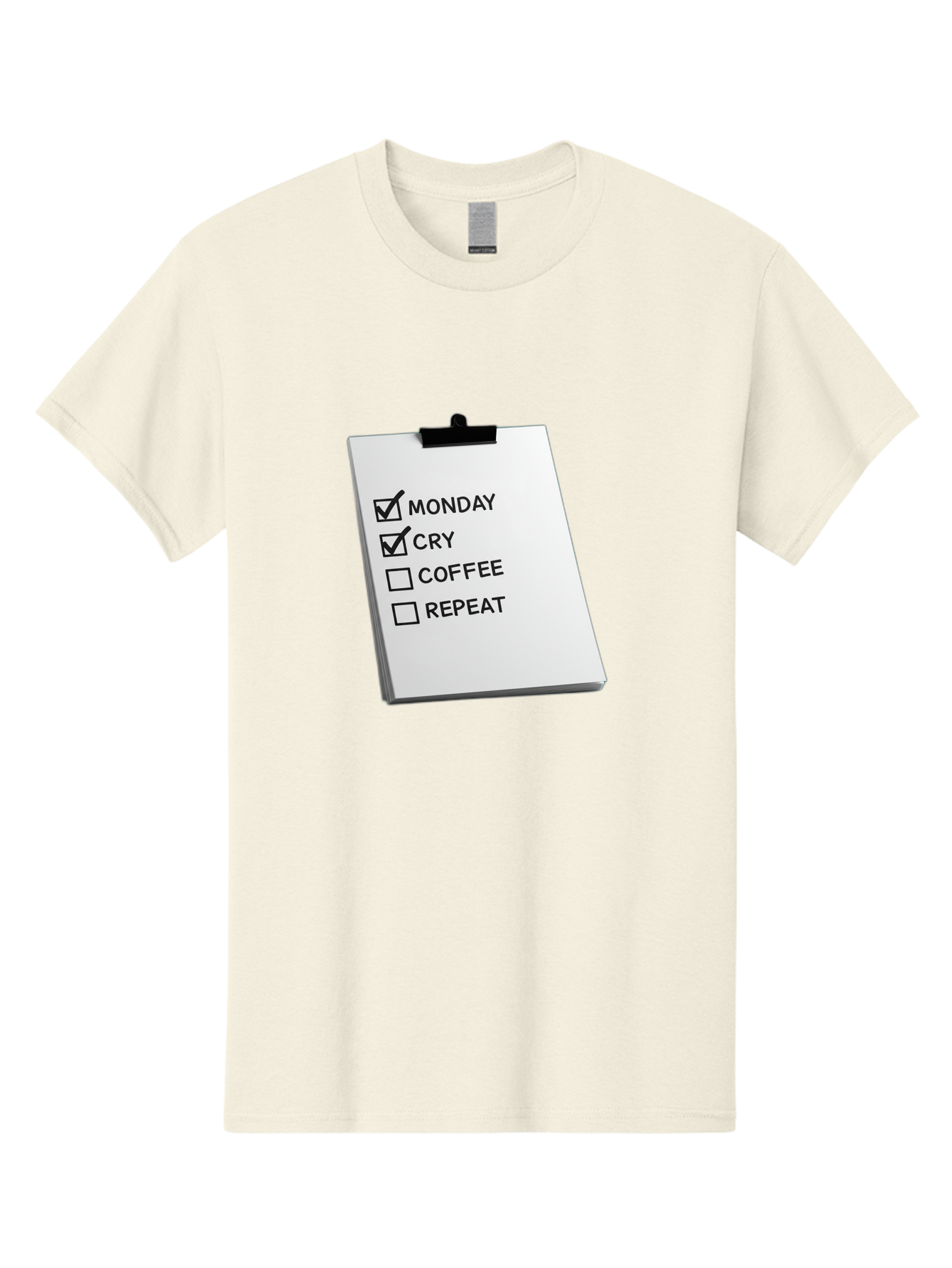 Monday-Cry-Coffee-Repeat Men'S Graphic Tee, 100% Cotton, Comfortable Casual Summer Wear, Machine Washable, To-Do List, Monday Blues, Cry, Coffee Break, Repeat Cycle, Humor, Relatable, Checklist, Productivity, Morning Routine, Motivation Bae517