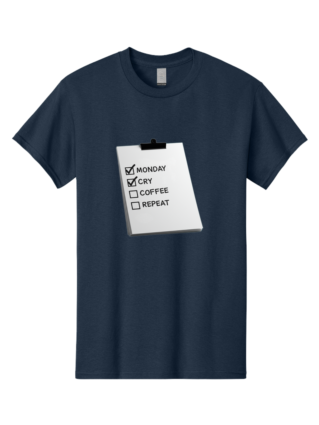 Monday-Cry-Coffee-Repeat Men'S Graphic Tee, 100% Cotton, Comfortable Casual Summer Wear, Machine Washable, To-Do List, Monday Blues, Cry, Coffee Break, Repeat Cycle, Humor, Relatable, Checklist, Productivity, Morning Routine, Motivation Bae517