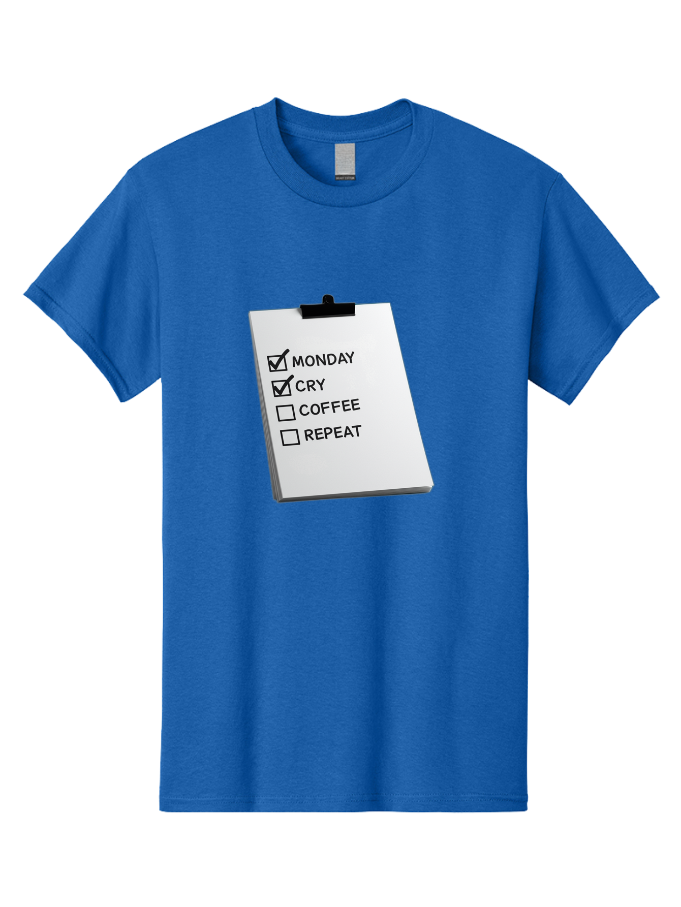 Monday-Cry-Coffee-Repeat Men'S Graphic Tee, 100% Cotton, Comfortable Casual Summer Wear, Machine Washable, To-Do List, Monday Blues, Cry, Coffee Break, Repeat Cycle, Humor, Relatable, Checklist, Productivity, Morning Routine, Motivation Bae517