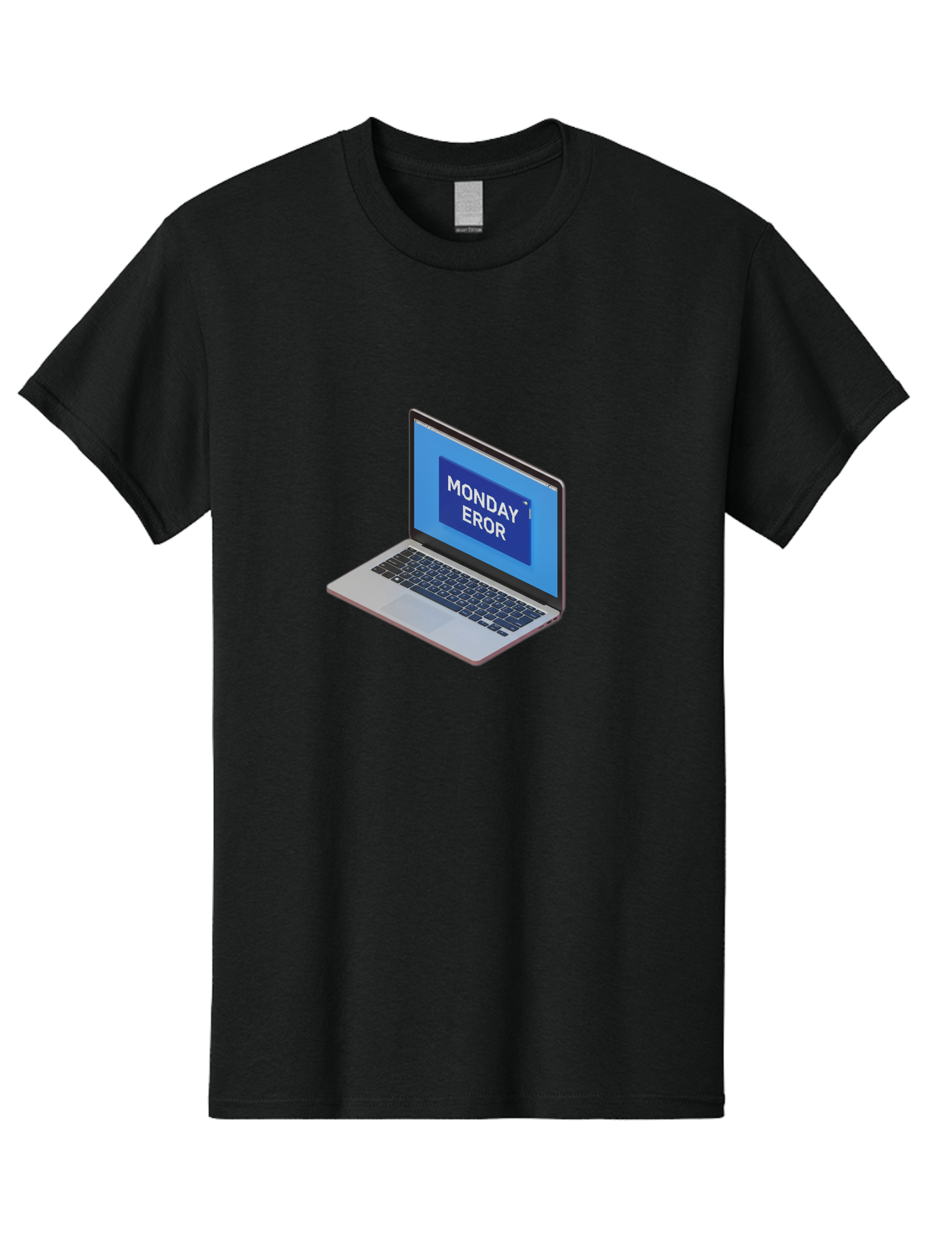 Monday-Eror Men'S Graphic Tee, 100% Cotton, Comfortable Casual Summer Wear, Machine Washable, Laptop Screen Displaying Monday Eror, Error Message, System Failure, Humorously Misspelled, Blue Screen, White Text, Cartoonish Style, Tech Glitch Bae518