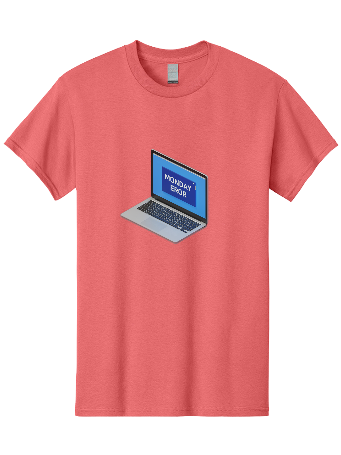 Monday-Eror Men'S Graphic Tee, 100% Cotton, Comfortable Casual Summer Wear, Machine Washable, Laptop Screen Displaying Monday Eror, Error Message, System Failure, Humorously Misspelled, Blue Screen, White Text, Cartoonish Style, Tech Glitch Bae518