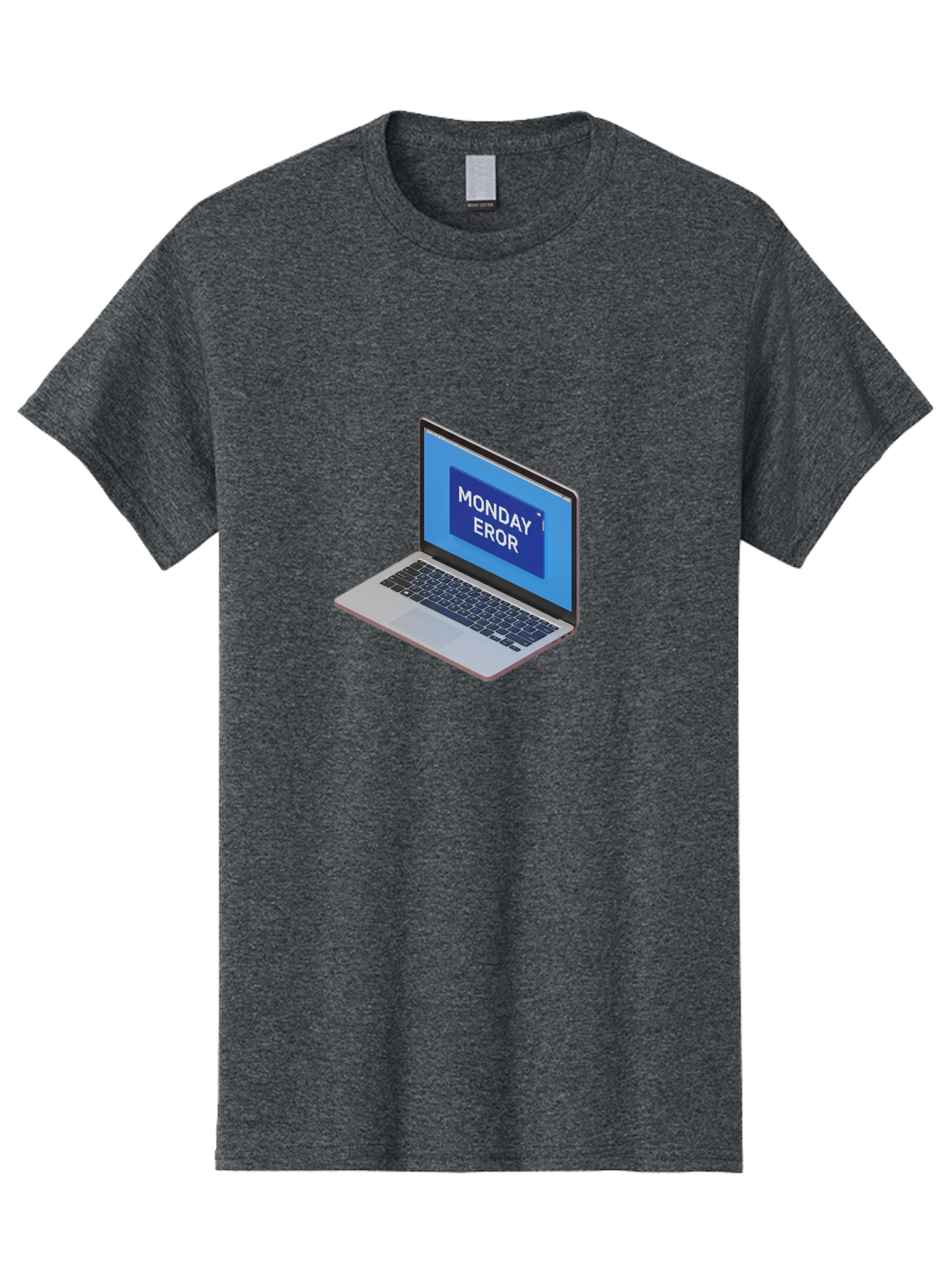 Monday-Eror Men'S Graphic Tee, 100% Cotton, Comfortable Casual Summer Wear, Machine Washable, Laptop Screen Displaying Monday Eror, Error Message, System Failure, Humorously Misspelled, Blue Screen, White Text, Cartoonish Style, Tech Glitch Bae518