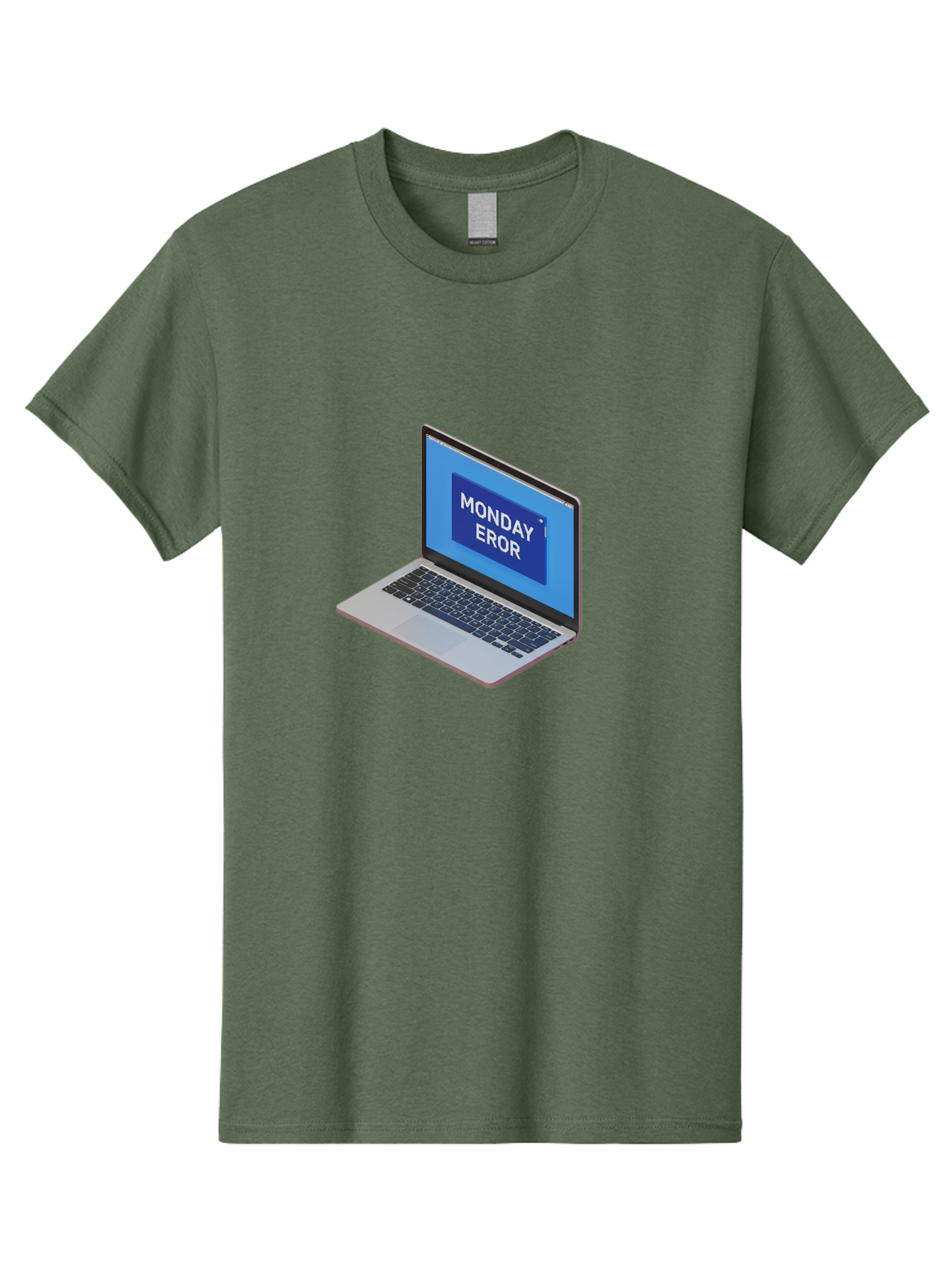Monday-Eror Men'S Graphic Tee, 100% Cotton, Comfortable Casual Summer Wear, Machine Washable, Laptop Screen Displaying Monday Eror, Error Message, System Failure, Humorously Misspelled, Blue Screen, White Text, Cartoonish Style, Tech Glitch Bae518