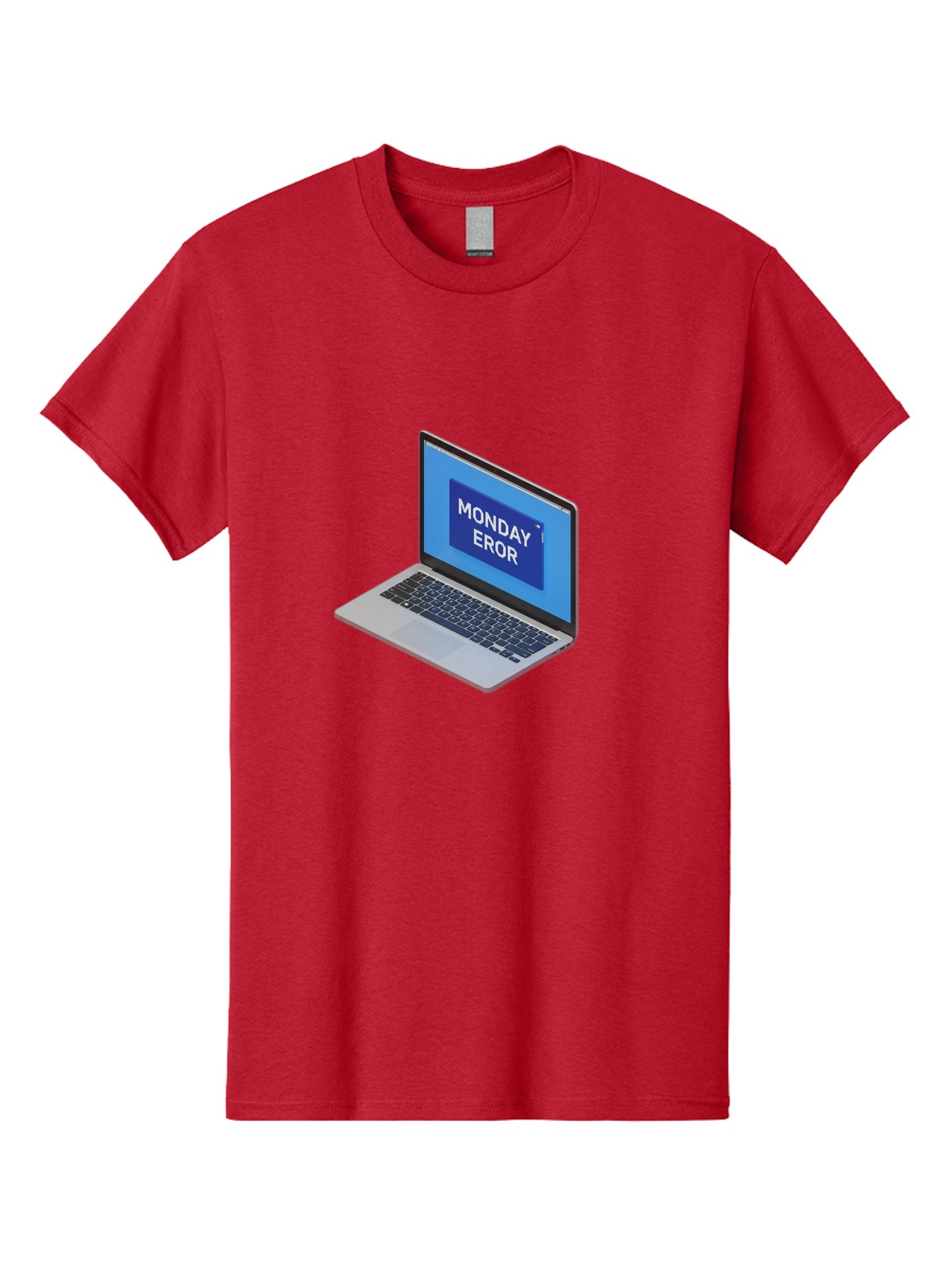 Monday-Eror Men'S Graphic Tee, 100% Cotton, Comfortable Casual Summer Wear, Machine Washable, Laptop Screen Displaying Monday Eror, Error Message, System Failure, Humorously Misspelled, Blue Screen, White Text, Cartoonish Style, Tech Glitch Bae518