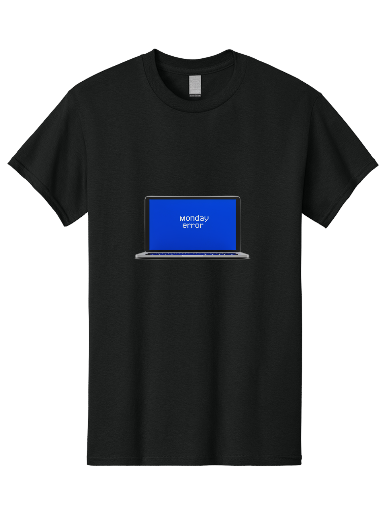 Monday-Error-1 Men'S Graphic Tee, 100% Cotton, Comfortable Casual Summer Wear, Machine Washable, Laptop Screen, Error Message, Blue Screen, Monday Blues, Technical Issue, Computer Problem, Glitch, System Failure Bae519