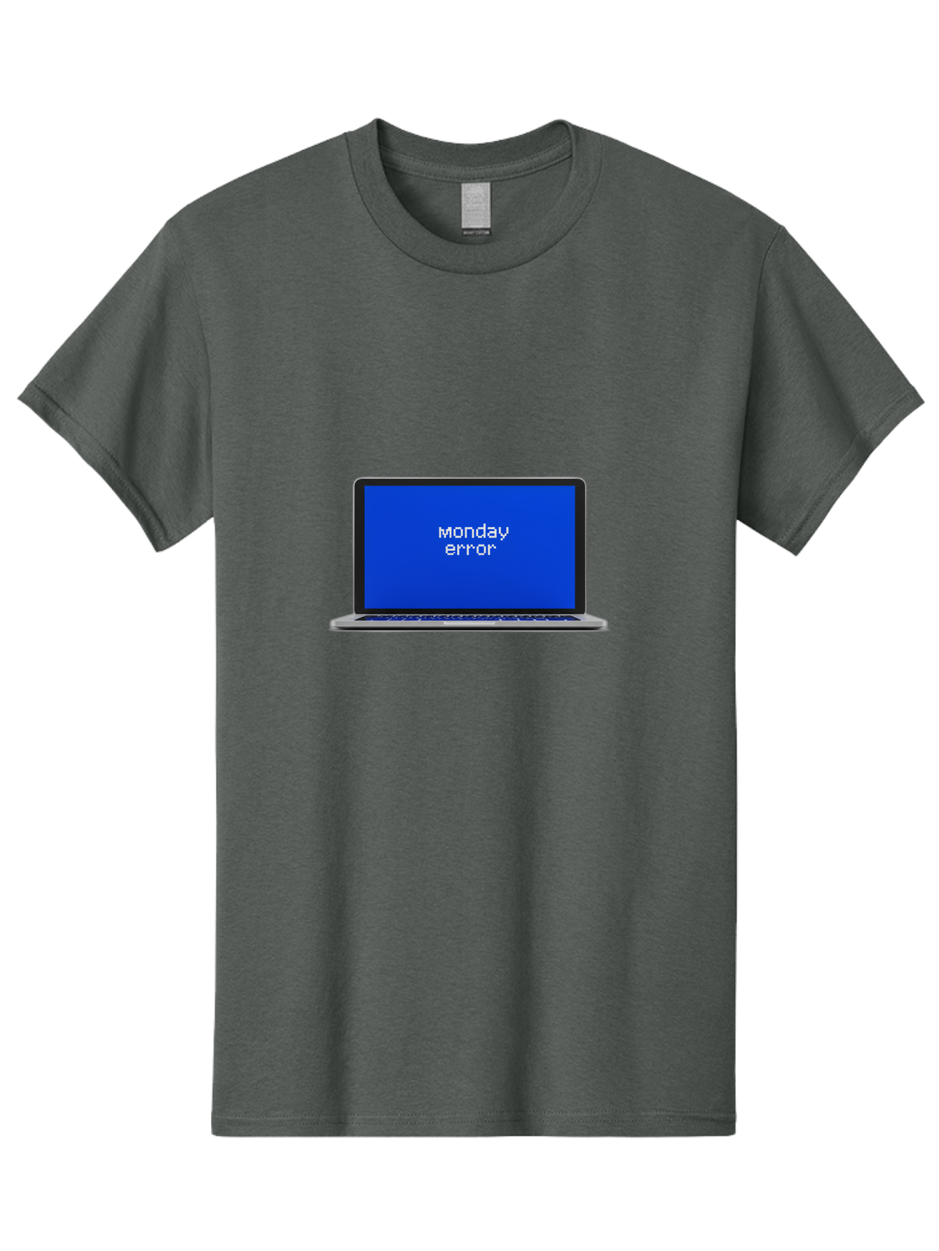 Monday-Error-1 Men'S Graphic Tee, 100% Cotton, Comfortable Casual Summer Wear, Machine Washable, Laptop Screen, Error Message, Blue Screen, Monday Blues, Technical Issue, Computer Problem, Glitch, System Failure Bae519