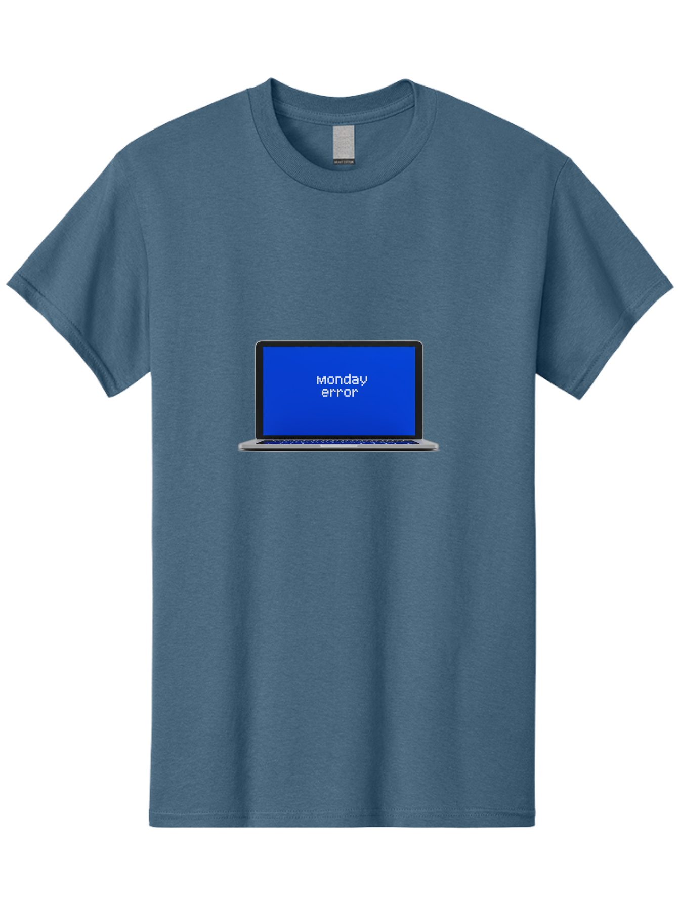 Monday-Error-1 Men'S Graphic Tee, 100% Cotton, Comfortable Casual Summer Wear, Machine Washable, Laptop Screen, Error Message, Blue Screen, Monday Blues, Technical Issue, Computer Problem, Glitch, System Failure Bae519