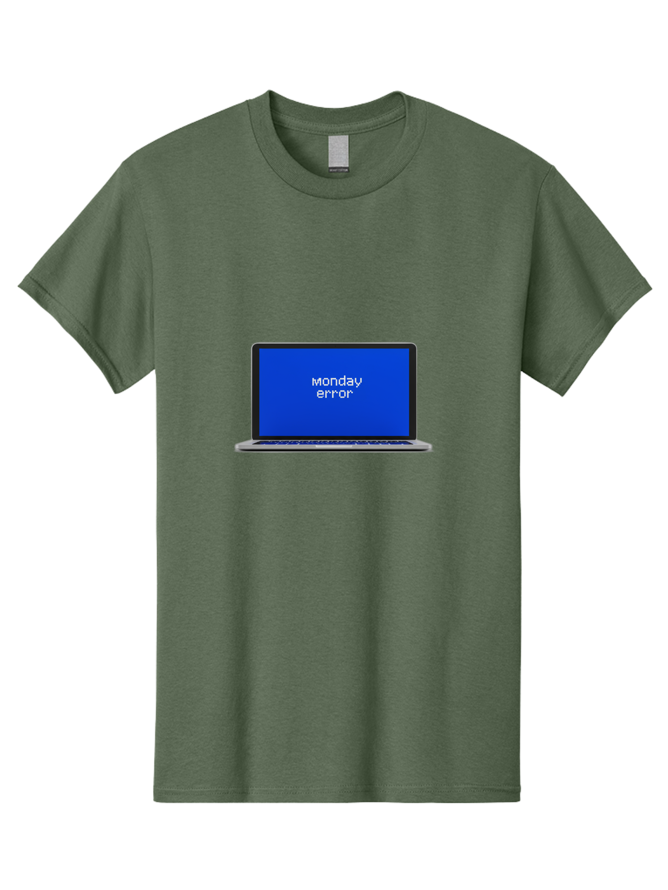 Monday-Error-1 Men'S Graphic Tee, 100% Cotton, Comfortable Casual Summer Wear, Machine Washable, Laptop Screen, Error Message, Blue Screen, Monday Blues, Technical Issue, Computer Problem, Glitch, System Failure Bae519