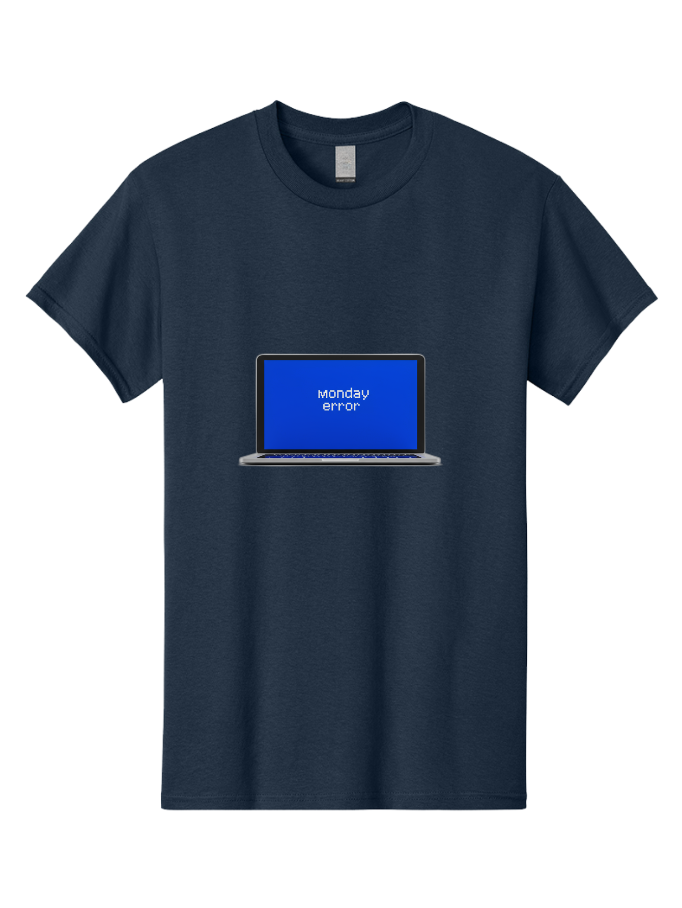 Monday-Error-1 Men'S Graphic Tee, 100% Cotton, Comfortable Casual Summer Wear, Machine Washable, Laptop Screen, Error Message, Blue Screen, Monday Blues, Technical Issue, Computer Problem, Glitch, System Failure Bae519