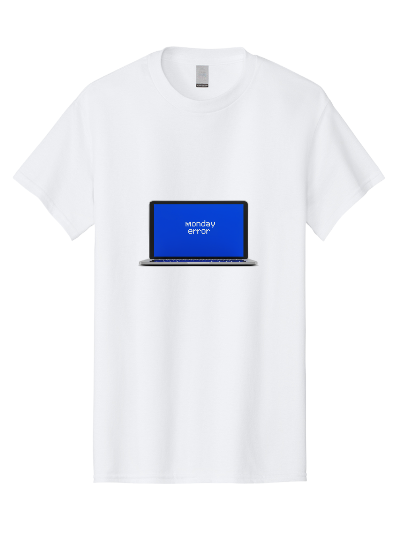Monday-Error-1 Men'S Graphic Tee, 100% Cotton, Comfortable Casual Summer Wear, Machine Washable, Laptop Screen, Error Message, Blue Screen, Monday Blues, Technical Issue, Computer Problem, Glitch, System Failure Bae519
