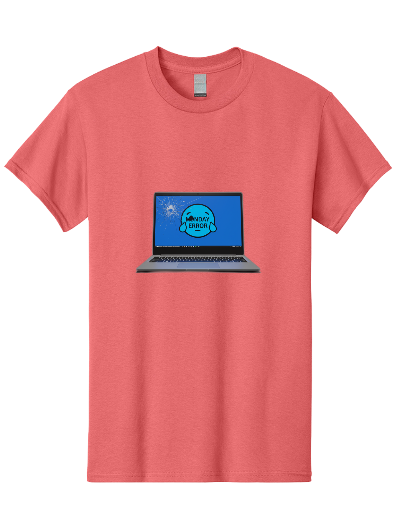 Monday-Error-10 Men'S Graphic Tee, 100% Cotton, Comfortable Casual Summer Wear, Machine Washable, Laptop Screen, Error Message, Monday Blues, Broken Computer, Tech Issue, System Failure, Sad Face, Cracked Screen, Digital Glitch Bae520