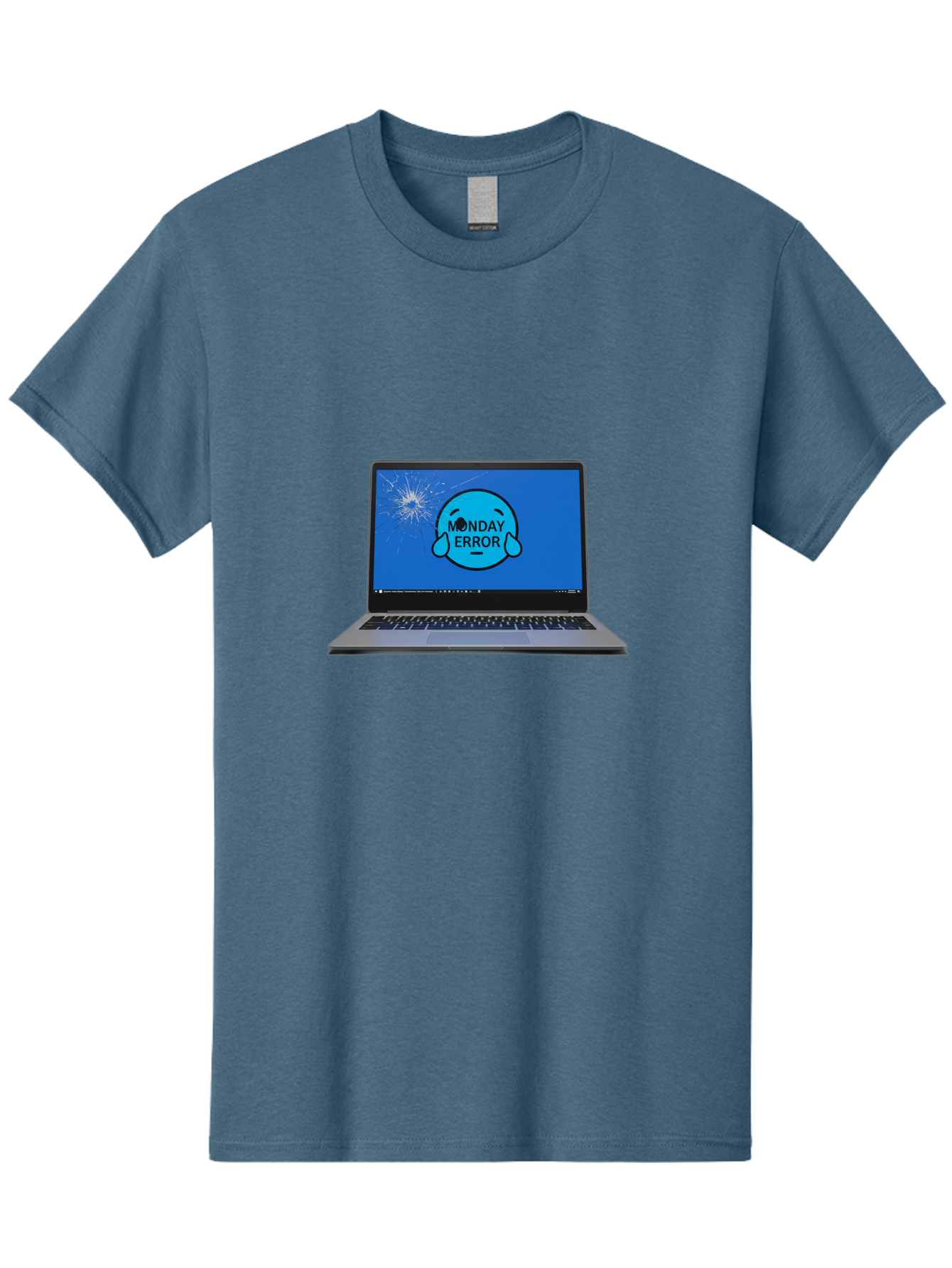 Monday-Error-10 Men'S Graphic Tee, 100% Cotton, Comfortable Casual Summer Wear, Machine Washable, Laptop Screen, Error Message, Monday Blues, Broken Computer, Tech Issue, System Failure, Sad Face, Cracked Screen, Digital Glitch Bae520