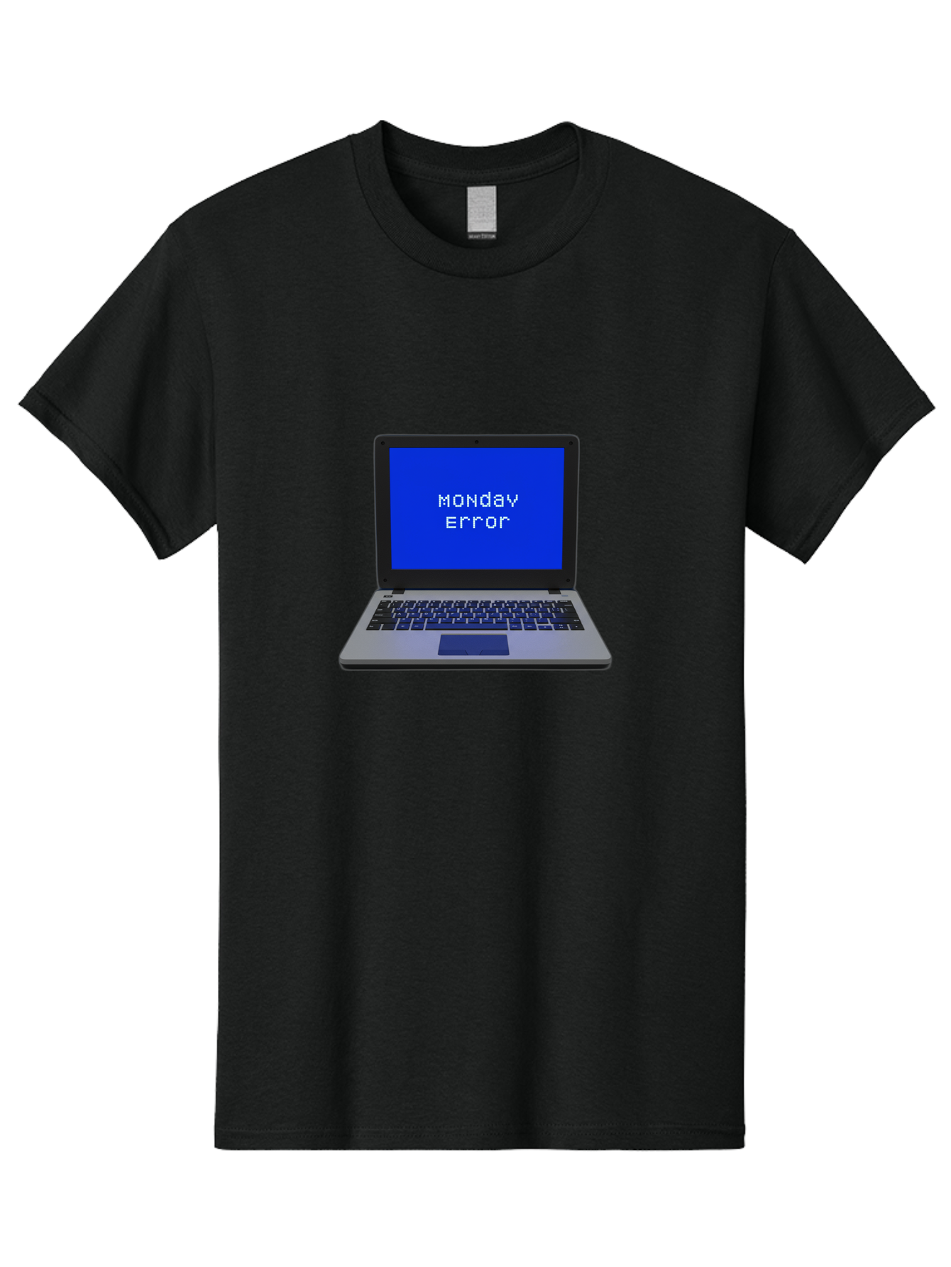 Monday-Error-2 Men'S Graphic Tee, 100% Cotton, Comfortable Casual Summer Wear, Machine Washable, Laptop With Error Message, Monday Blues, Work Stress, Computer Glitch, System Failure, Monday Morning Motivation, Productivity Issues Bae521