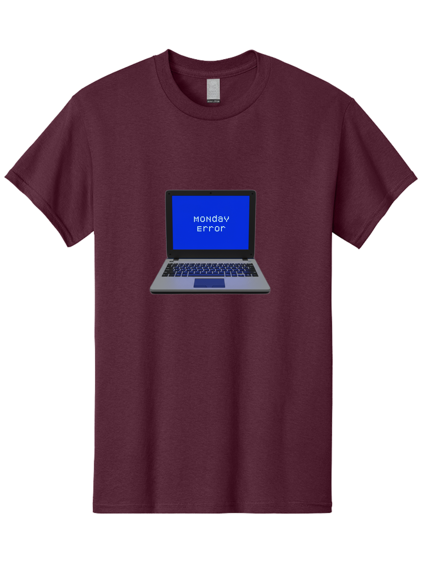 Monday-Error-2 Men'S Graphic Tee, 100% Cotton, Comfortable Casual Summer Wear, Machine Washable, Laptop With Error Message, Monday Blues, Work Stress, Computer Glitch, System Failure, Monday Morning Motivation, Productivity Issues Bae521