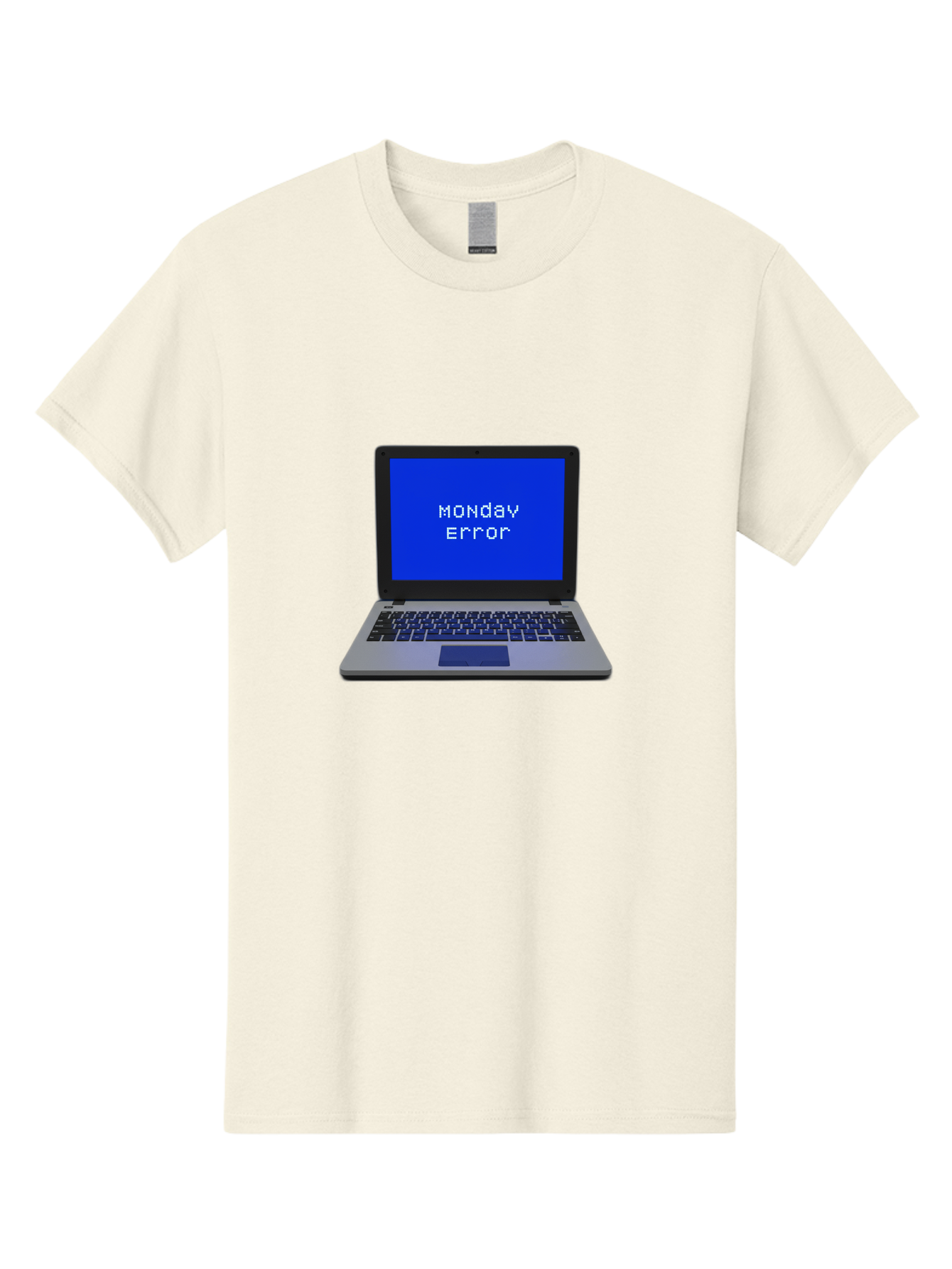 Monday-Error-2 Men'S Graphic Tee, 100% Cotton, Comfortable Casual Summer Wear, Machine Washable, Laptop With Error Message, Monday Blues, Work Stress, Computer Glitch, System Failure, Monday Morning Motivation, Productivity Issues Bae521