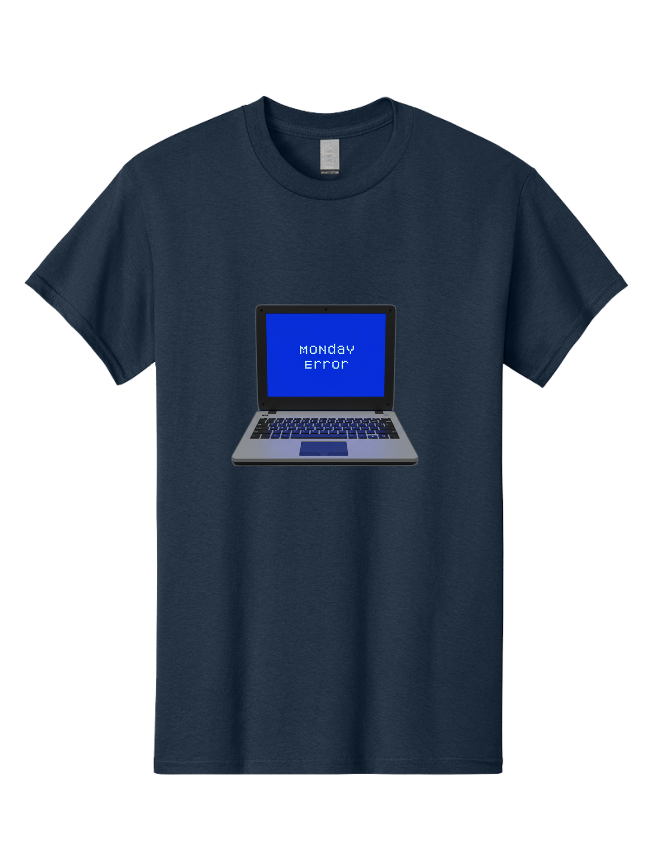 Monday-Error-2 Men'S Graphic Tee, 100% Cotton, Comfortable Casual Summer Wear, Machine Washable, Laptop With Error Message, Monday Blues, Work Stress, Computer Glitch, System Failure, Monday Morning Motivation, Productivity Issues Bae521