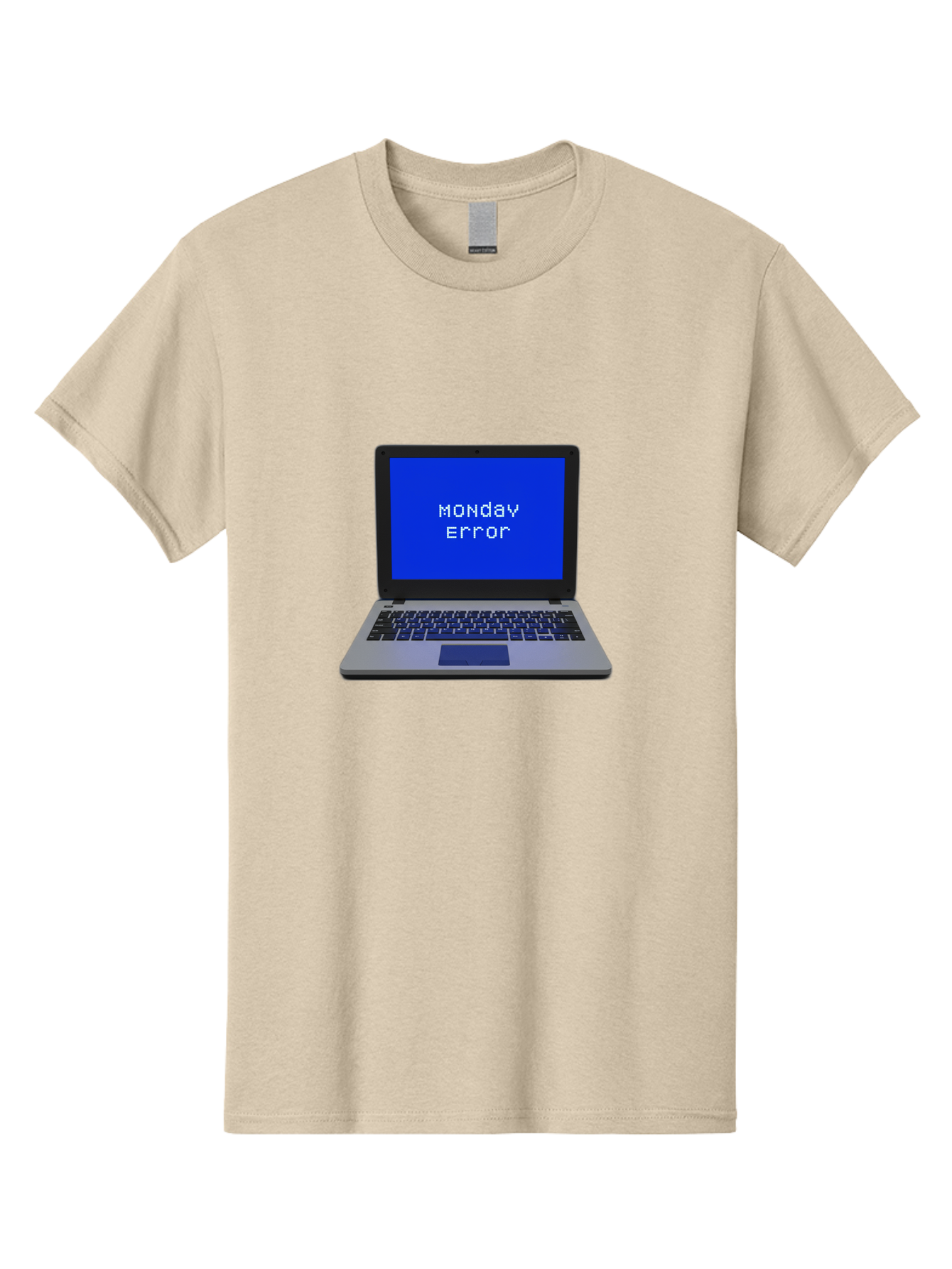 Monday-Error-2 Men'S Graphic Tee, 100% Cotton, Comfortable Casual Summer Wear, Machine Washable, Laptop With Error Message, Monday Blues, Work Stress, Computer Glitch, System Failure, Monday Morning Motivation, Productivity Issues Bae521