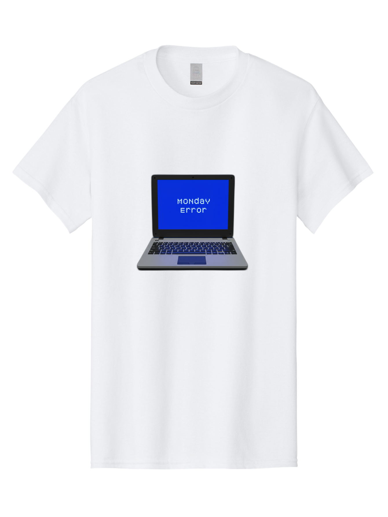 Monday-Error-2 Men'S Graphic Tee, 100% Cotton, Comfortable Casual Summer Wear, Machine Washable, Laptop With Error Message, Monday Blues, Work Stress, Computer Glitch, System Failure, Monday Morning Motivation, Productivity Issues Bae521