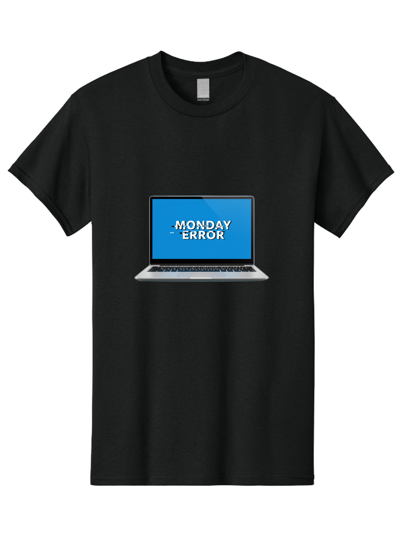 Monday-Error-3 Men'S Graphic Tee, 100% Cotton, Comfortable Casual Summer Wear, Machine Washable, Laptop Screen, Error Message, Monday Blues, Glitchy Display, Crossed Out Text, Tech Issue, System Failure, Computer Problem Bae522