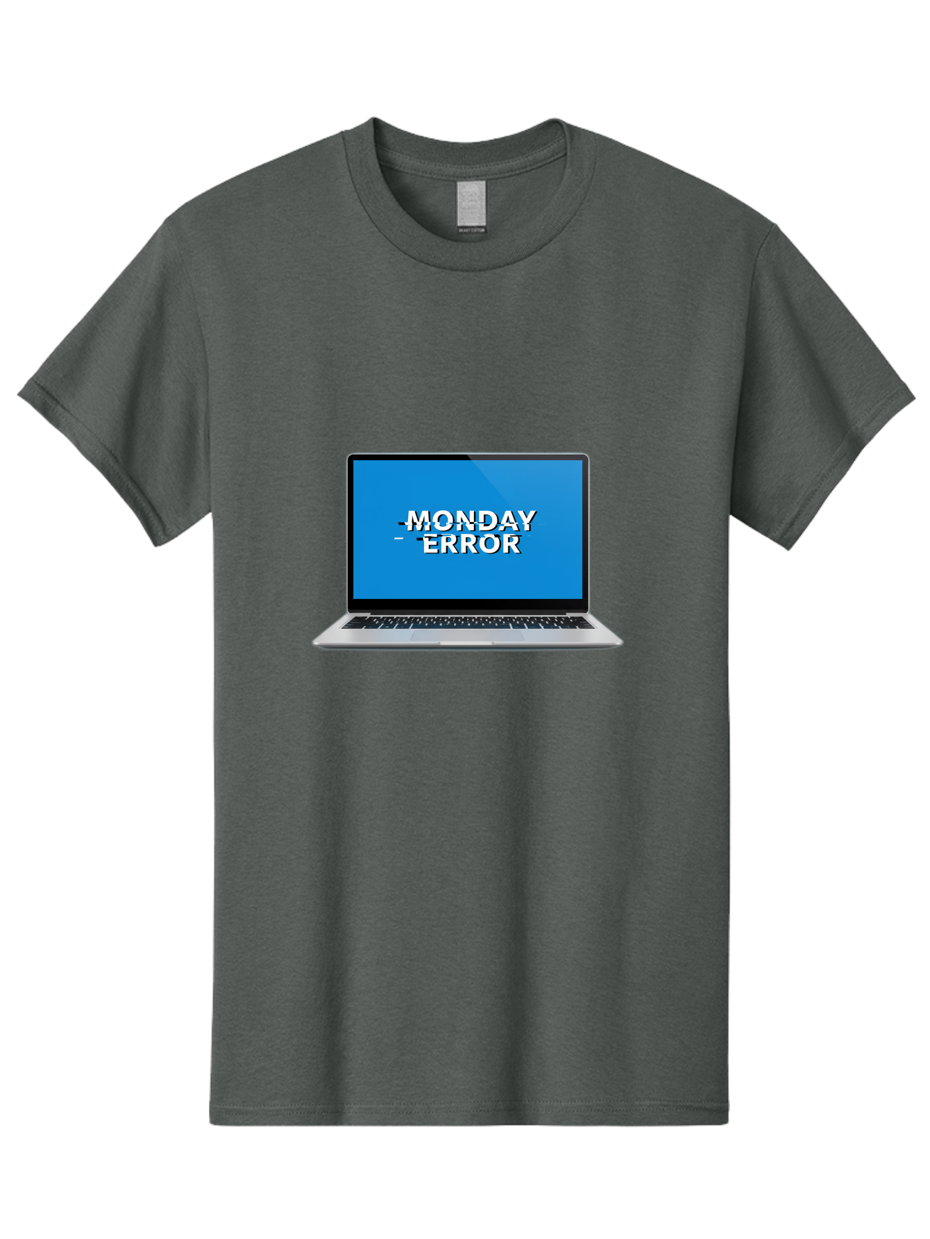 Monday-Error-3 Men'S Graphic Tee, 100% Cotton, Comfortable Casual Summer Wear, Machine Washable, Laptop Screen, Error Message, Monday Blues, Glitchy Display, Crossed Out Text, Tech Issue, System Failure, Computer Problem Bae522