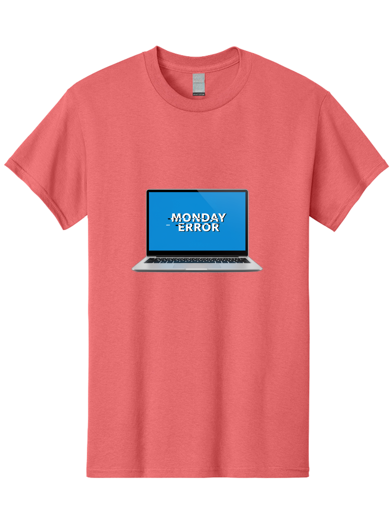 Monday-Error-3 Men'S Graphic Tee, 100% Cotton, Comfortable Casual Summer Wear, Machine Washable, Laptop Screen, Error Message, Monday Blues, Glitchy Display, Crossed Out Text, Tech Issue, System Failure, Computer Problem Bae522