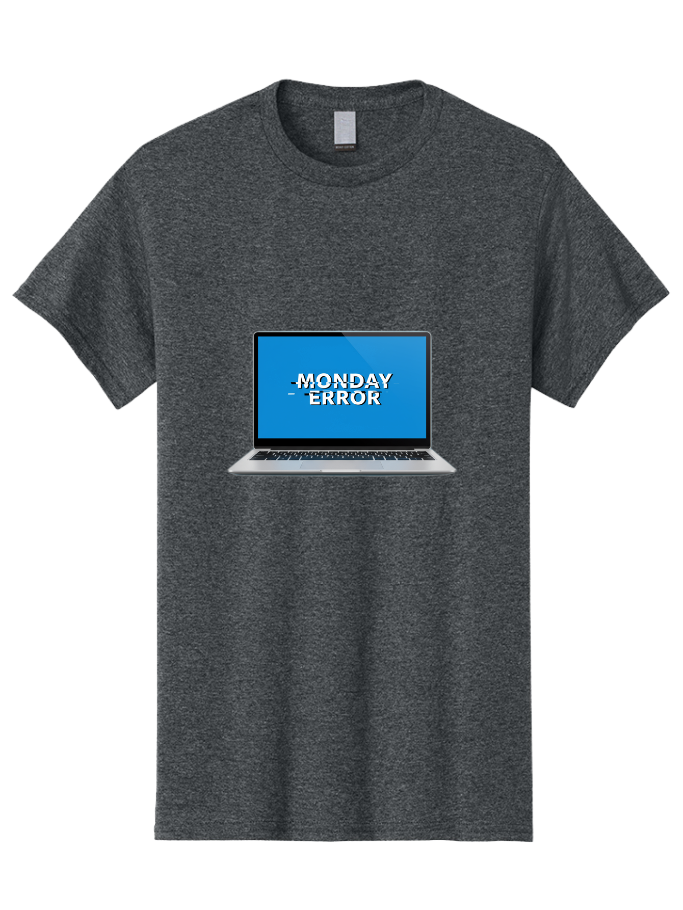 Monday-Error-3 Men'S Graphic Tee, 100% Cotton, Comfortable Casual Summer Wear, Machine Washable, Laptop Screen, Error Message, Monday Blues, Glitchy Display, Crossed Out Text, Tech Issue, System Failure, Computer Problem Bae522