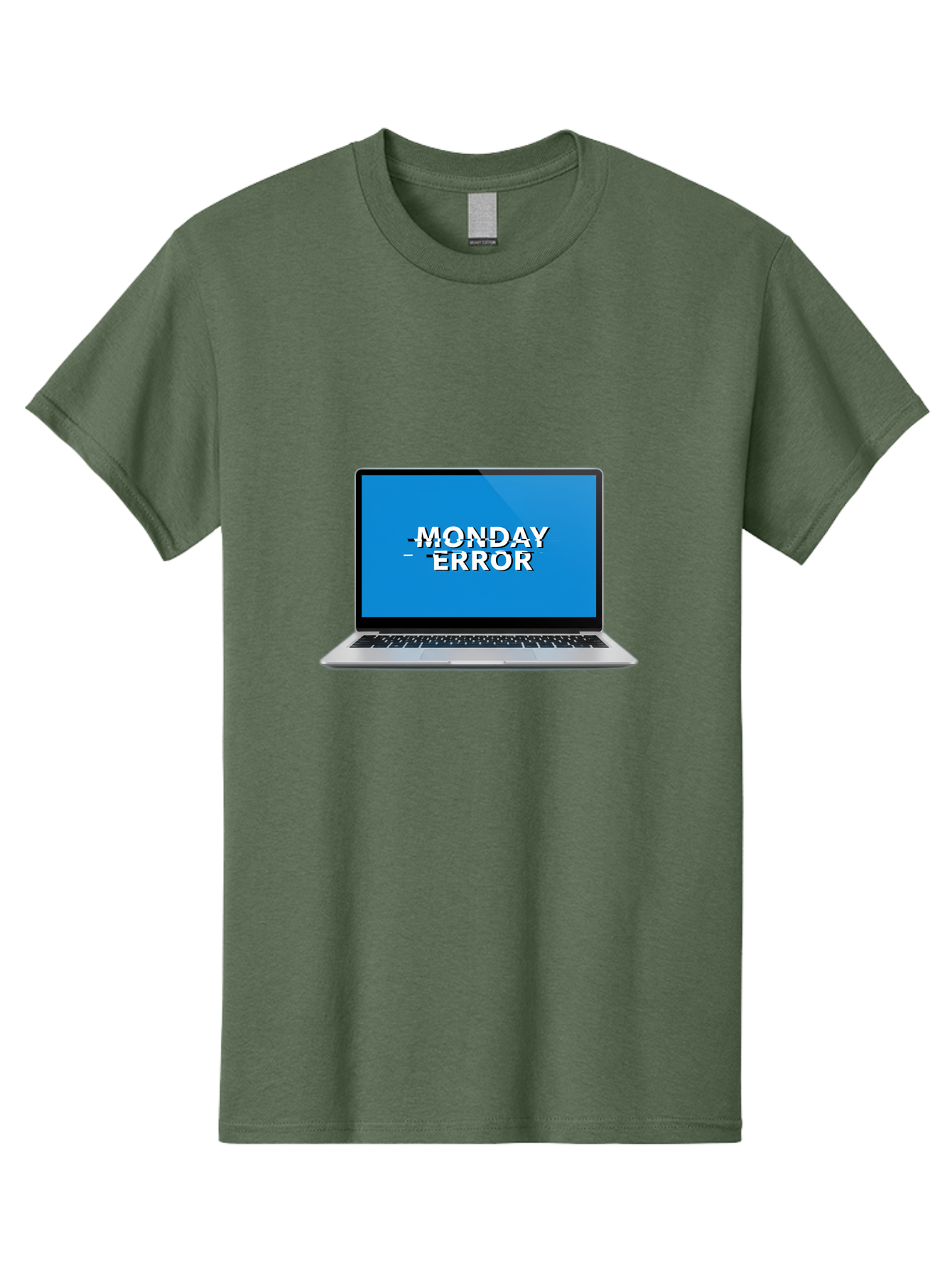 Monday-Error-3 Men'S Graphic Tee, 100% Cotton, Comfortable Casual Summer Wear, Machine Washable, Laptop Screen, Error Message, Monday Blues, Glitchy Display, Crossed Out Text, Tech Issue, System Failure, Computer Problem Bae522