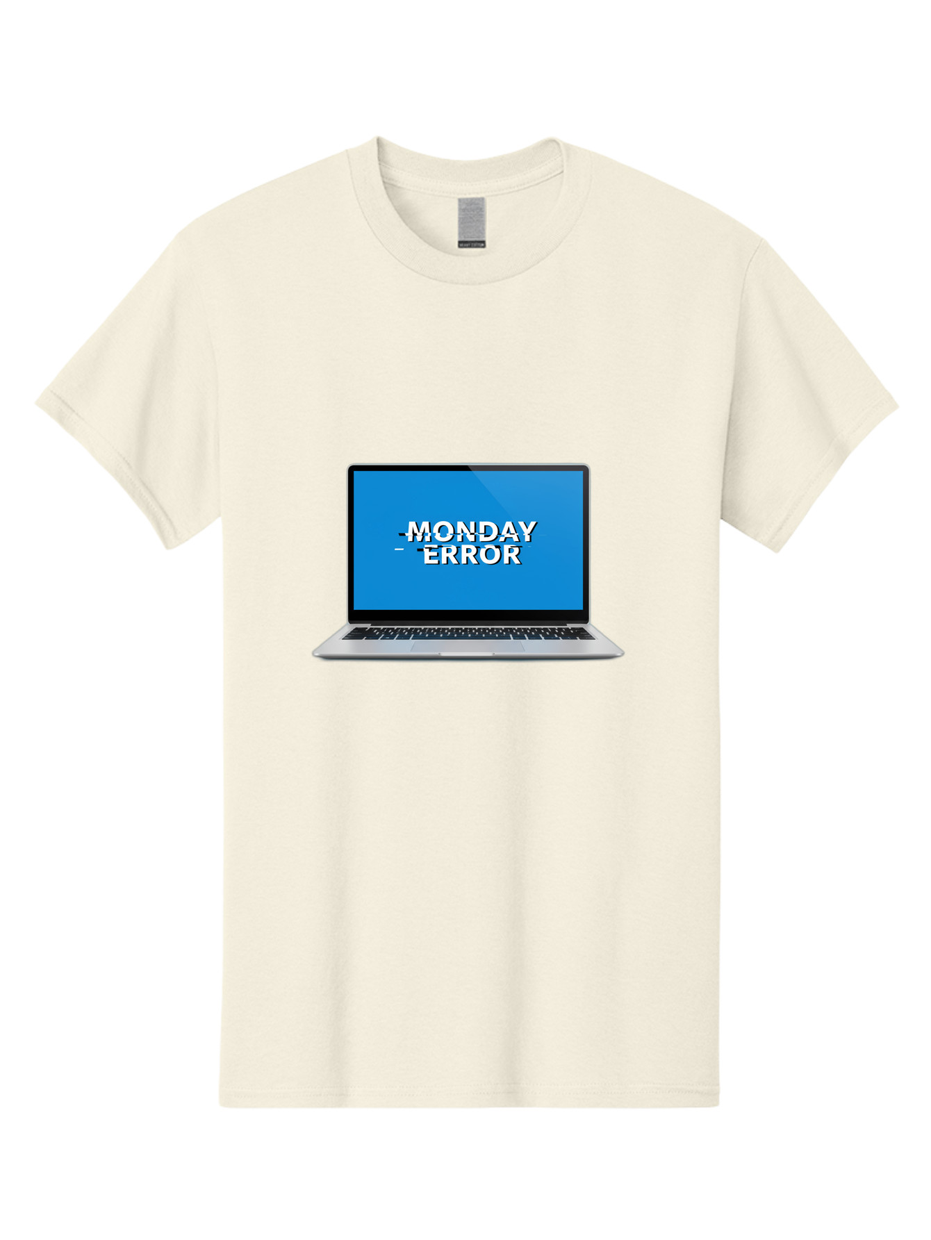 Monday-Error-3 Men'S Graphic Tee, 100% Cotton, Comfortable Casual Summer Wear, Machine Washable, Laptop Screen, Error Message, Monday Blues, Glitchy Display, Crossed Out Text, Tech Issue, System Failure, Computer Problem Bae522
