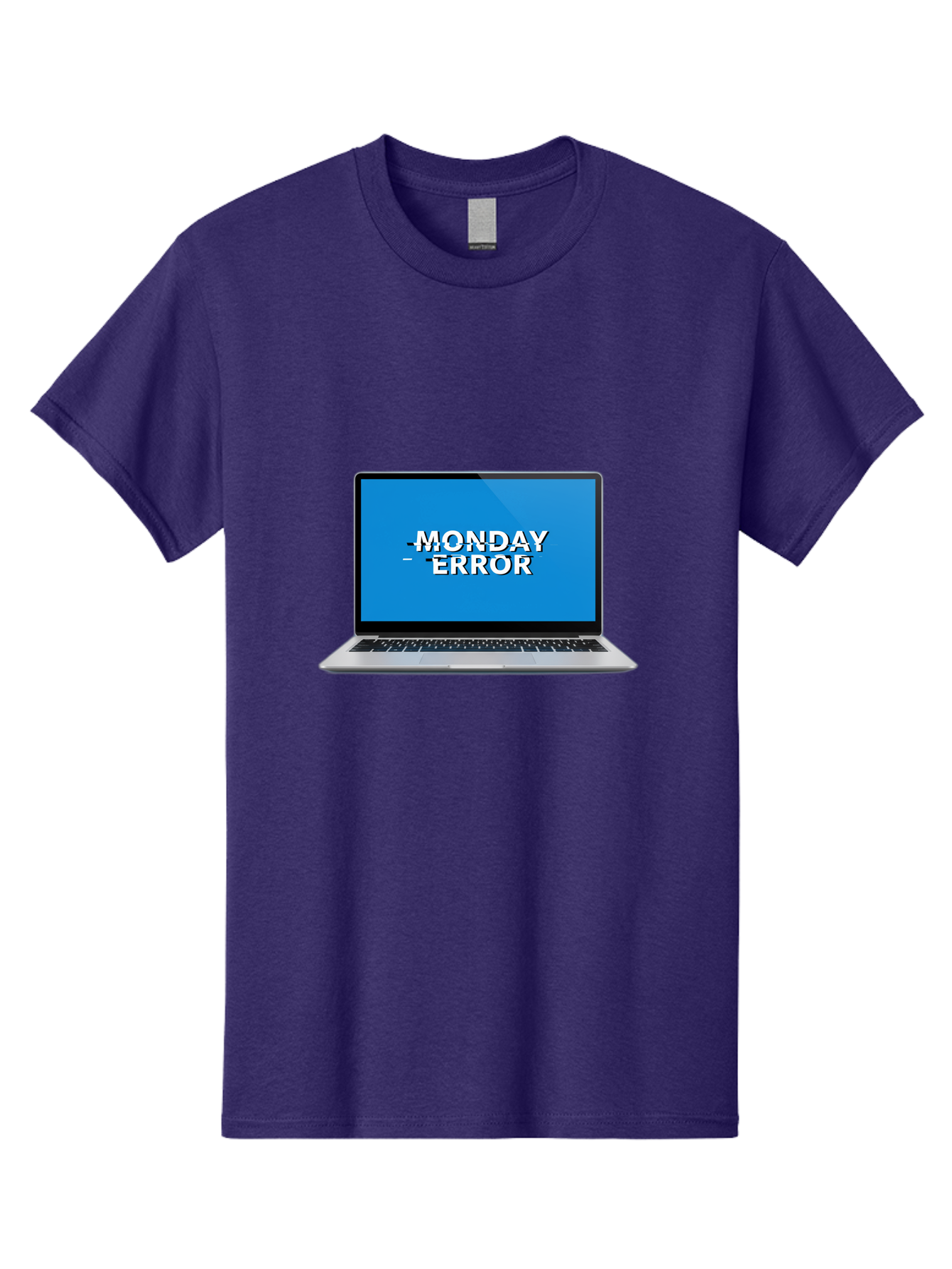 Monday-Error-3 Men'S Graphic Tee, 100% Cotton, Comfortable Casual Summer Wear, Machine Washable, Laptop Screen, Error Message, Monday Blues, Glitchy Display, Crossed Out Text, Tech Issue, System Failure, Computer Problem Bae522