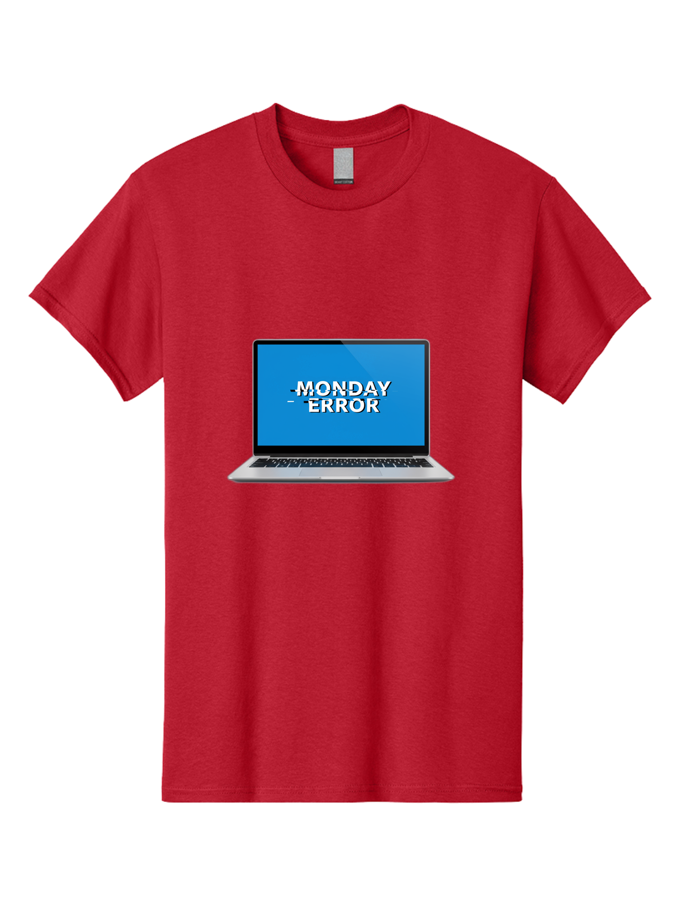 Monday-Error-3 Men'S Graphic Tee, 100% Cotton, Comfortable Casual Summer Wear, Machine Washable, Laptop Screen, Error Message, Monday Blues, Glitchy Display, Crossed Out Text, Tech Issue, System Failure, Computer Problem Bae522