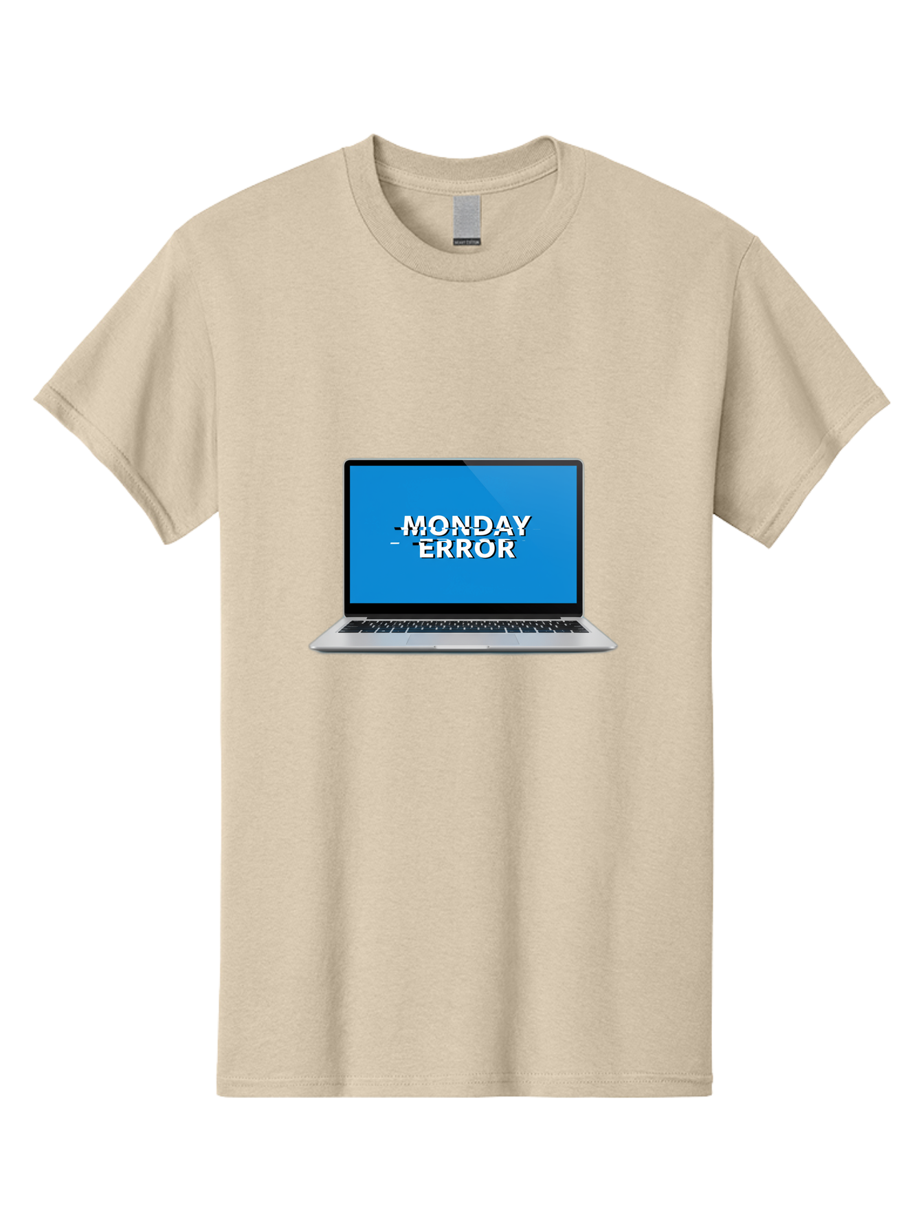 Monday-Error-3 Men'S Graphic Tee, 100% Cotton, Comfortable Casual Summer Wear, Machine Washable, Laptop Screen, Error Message, Monday Blues, Glitchy Display, Crossed Out Text, Tech Issue, System Failure, Computer Problem Bae522