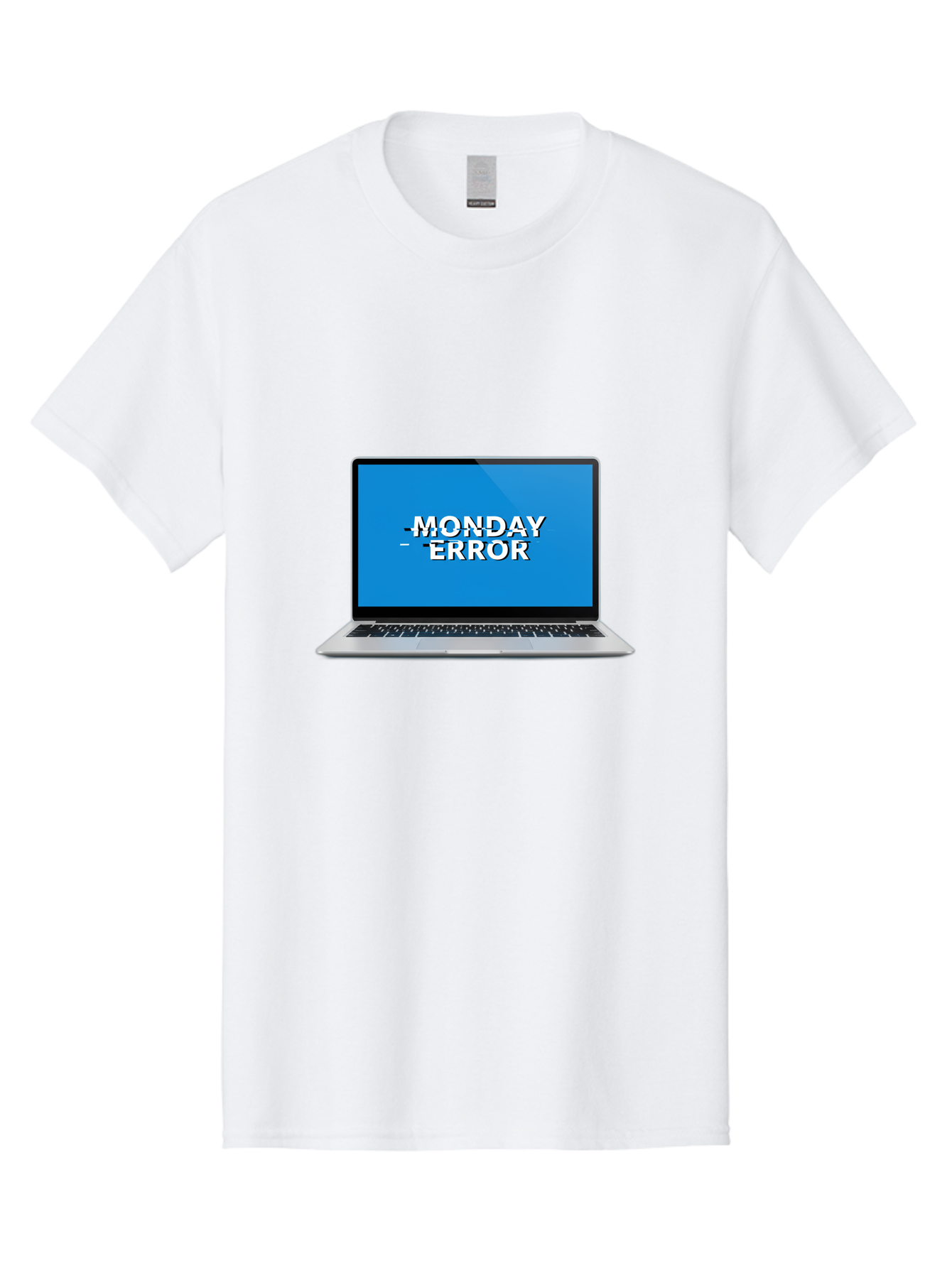 Monday-Error-3 Men'S Graphic Tee, 100% Cotton, Comfortable Casual Summer Wear, Machine Washable, Laptop Screen, Error Message, Monday Blues, Glitchy Display, Crossed Out Text, Tech Issue, System Failure, Computer Problem Bae522