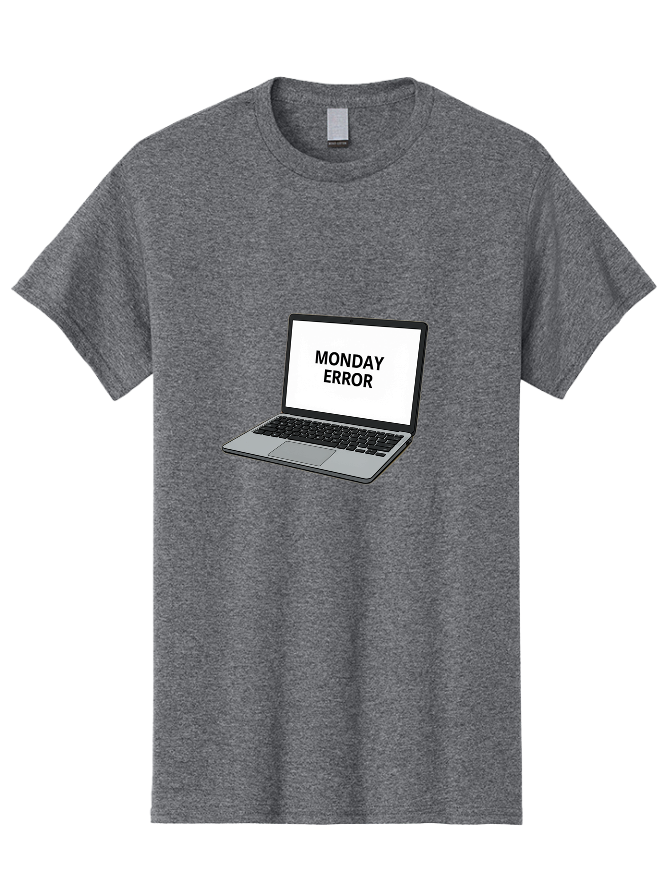 Monday-Error-4 Men'S Graphic Tee, 100% Cotton, Comfortable Casual Summer Wear, Machine Washable, Laptop Computer, Error Message, Monday Blues, Computer Screen, Keyboard, Work Technology, Monday Motivation, Productivity Issue Bae523