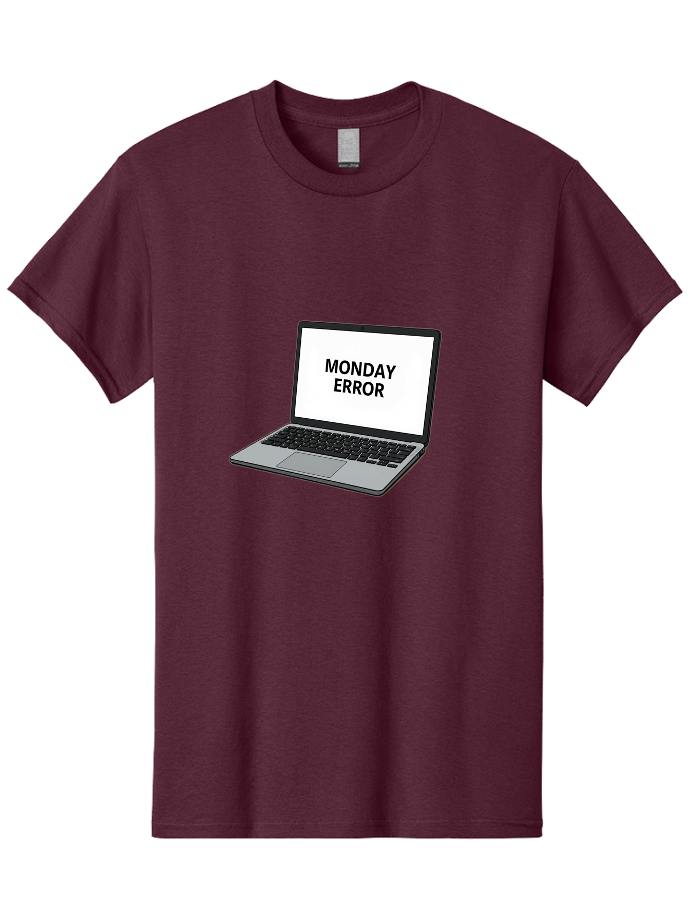 Monday-Error-4 Men'S Graphic Tee, 100% Cotton, Comfortable Casual Summer Wear, Machine Washable, Laptop Computer, Error Message, Monday Blues, Computer Screen, Keyboard, Work Technology, Monday Motivation, Productivity Issue Bae523