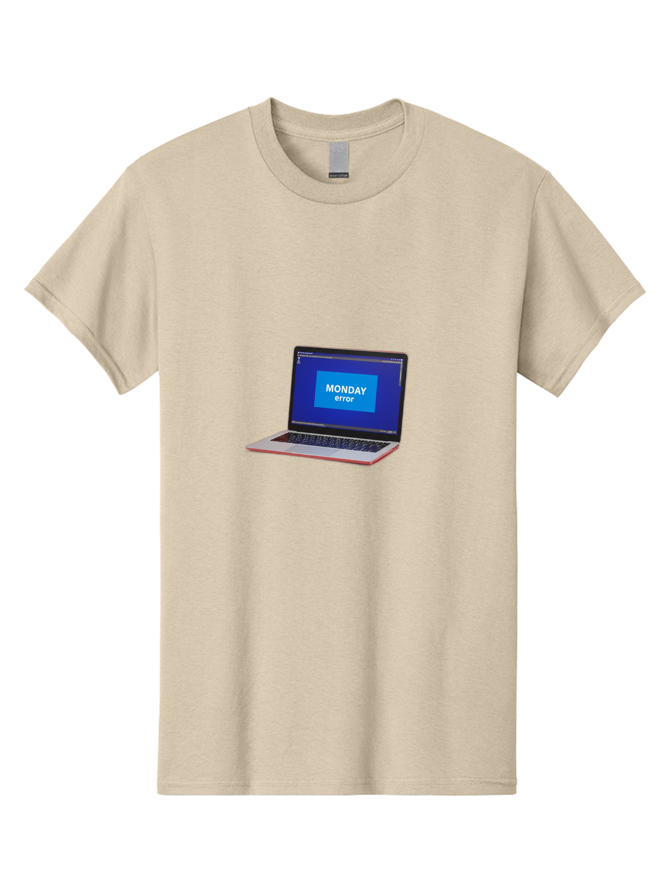 Monday-Error-5 Men'S Graphic Tee, 100% Cotton, Comfortable Casual Summer Wear, Machine Washable, Laptop Screen With Error Message, Monday Blues, Tech Glitch, Modern Laptop, Blue Screen, Modern Technology, Digital Error, Tech Issue, Bae524
