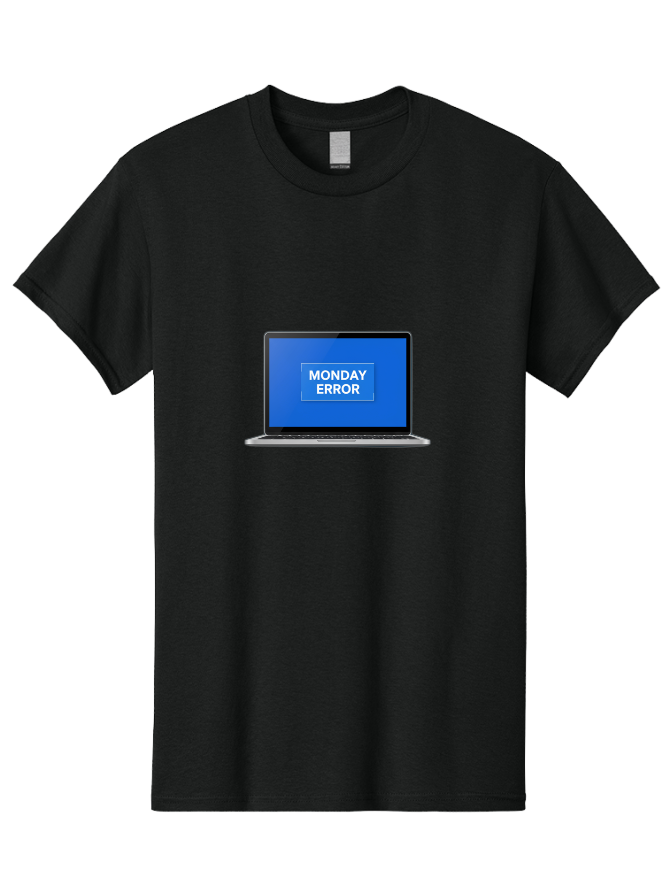 Monday-Error-6 Men'S Graphic Tee, 100% Cotton, Comfortable Casual Summer Wear, Machine Washable, Laptop Screen, Monday Error Message, Error Alert, Blue Screen, Glitch, Malfunction, White Text, Tech Issue Bae525