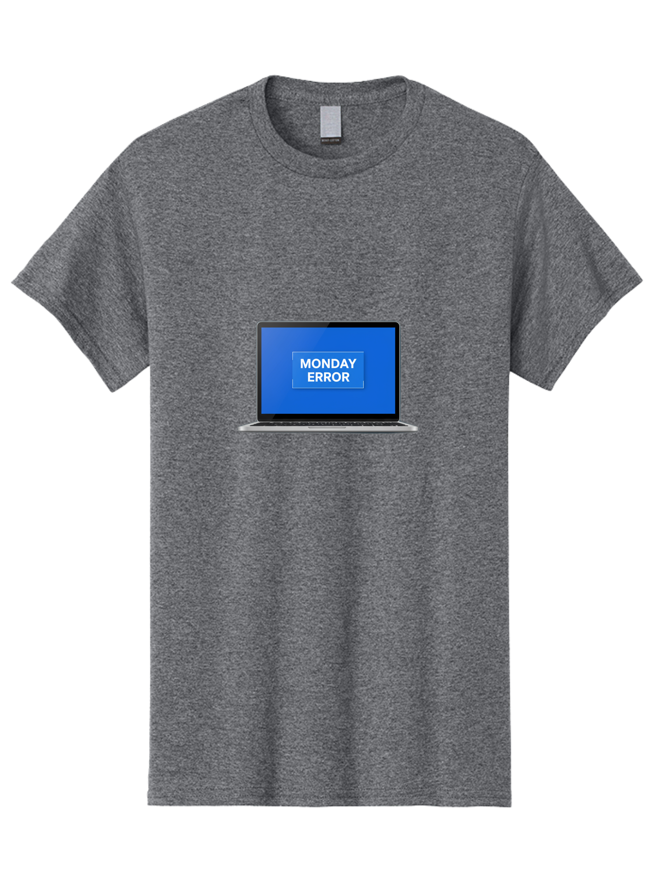 Monday-Error-6 Men'S Graphic Tee, 100% Cotton, Comfortable Casual Summer Wear, Machine Washable, Laptop Screen, Monday Error Message, Error Alert, Blue Screen, Glitch, Malfunction, White Text, Tech Issue Bae525