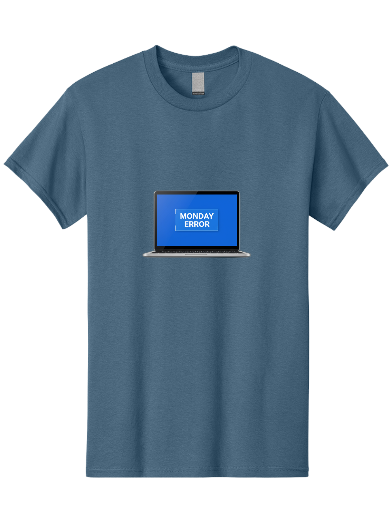 Monday-Error-6 Men'S Graphic Tee, 100% Cotton, Comfortable Casual Summer Wear, Machine Washable, Laptop Screen, Monday Error Message, Error Alert, Blue Screen, Glitch, Malfunction, White Text, Tech Issue Bae525