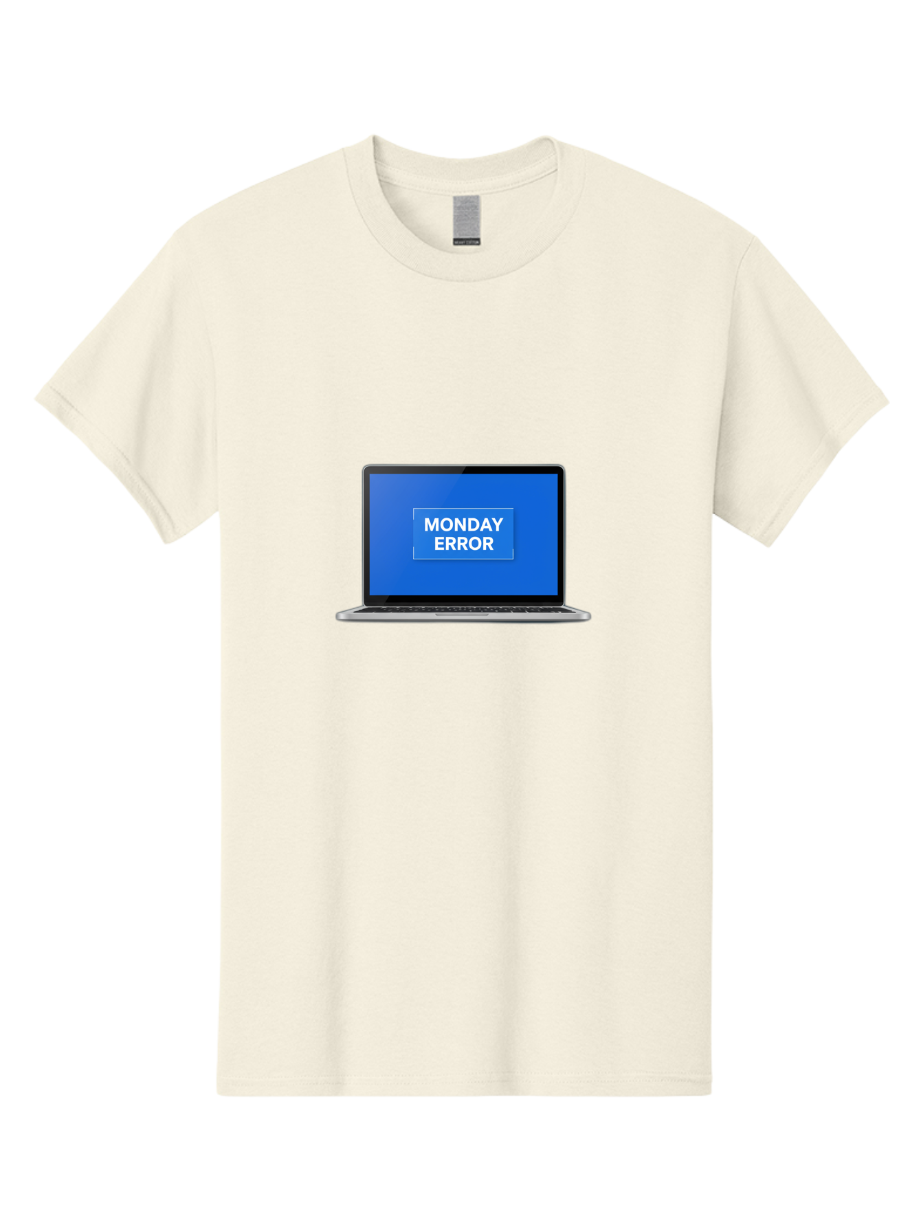 Monday-Error-6 Men'S Graphic Tee, 100% Cotton, Comfortable Casual Summer Wear, Machine Washable, Laptop Screen, Monday Error Message, Error Alert, Blue Screen, Glitch, Malfunction, White Text, Tech Issue Bae525